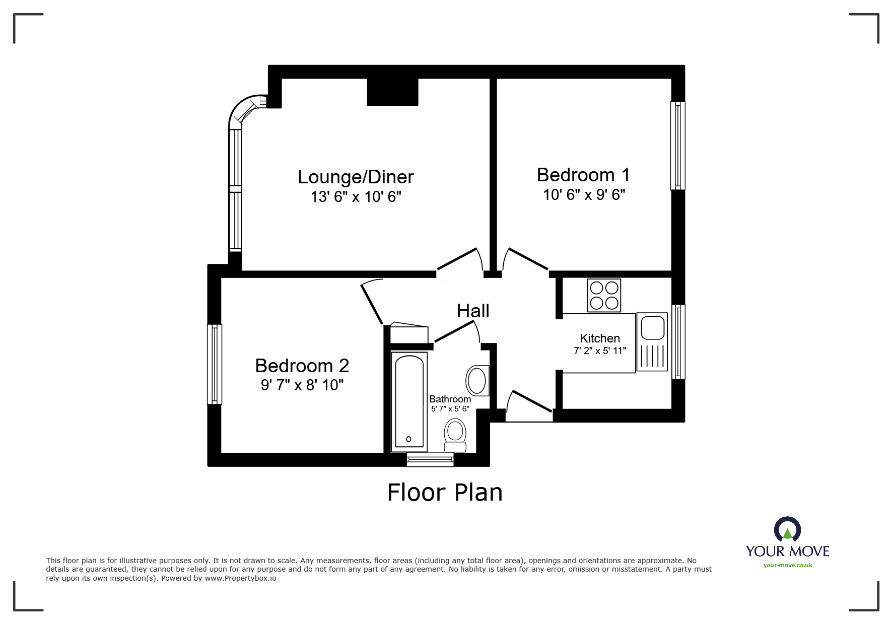 Floorplan of 2 bedroom  Flat for sale, Eversley Avenue, Bexleyheath, DA7