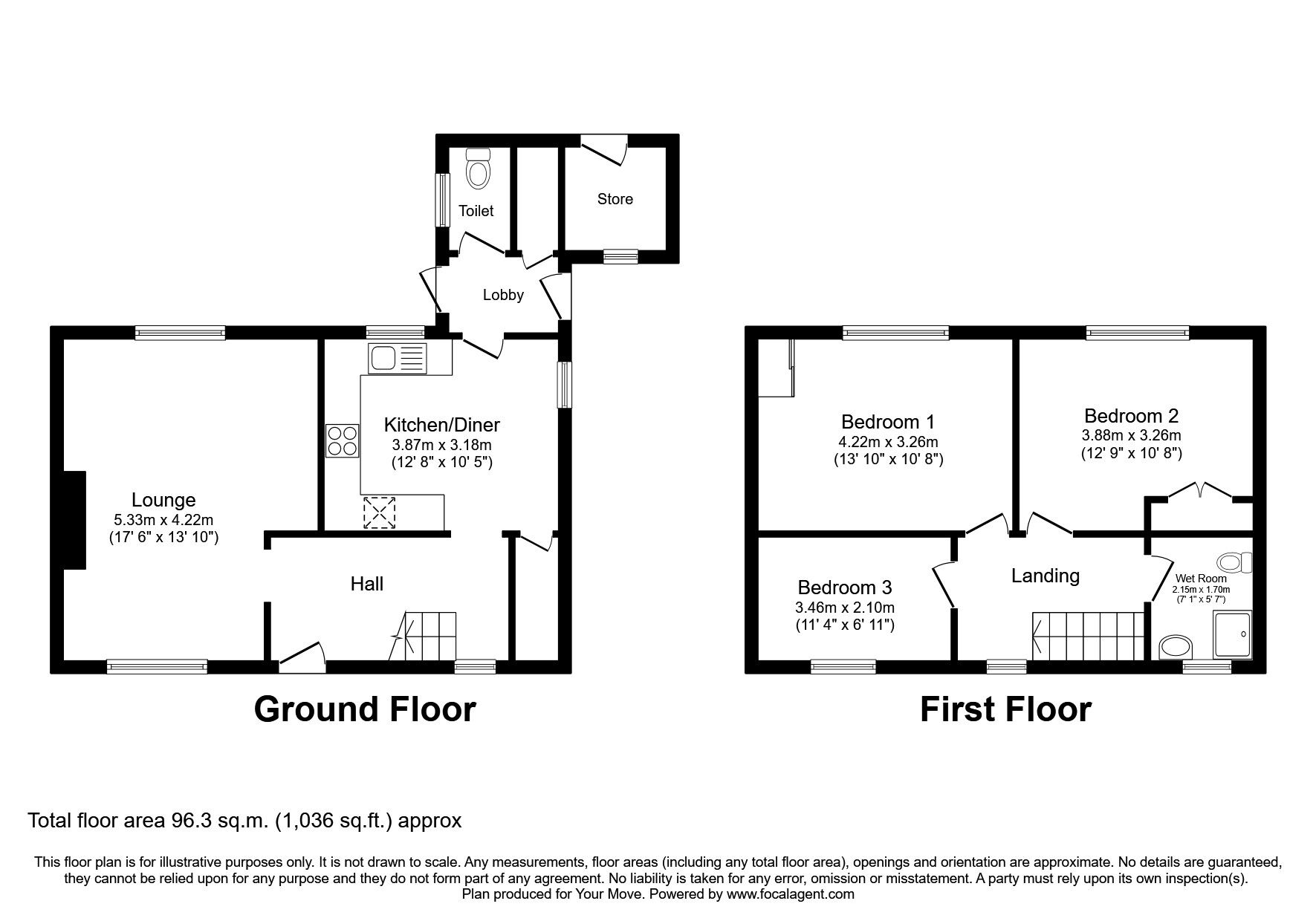 Floorplan of 3 bedroom Semi Detached House for sale, Alfred Avenue, Metheringham, Lincolnshire, LN4