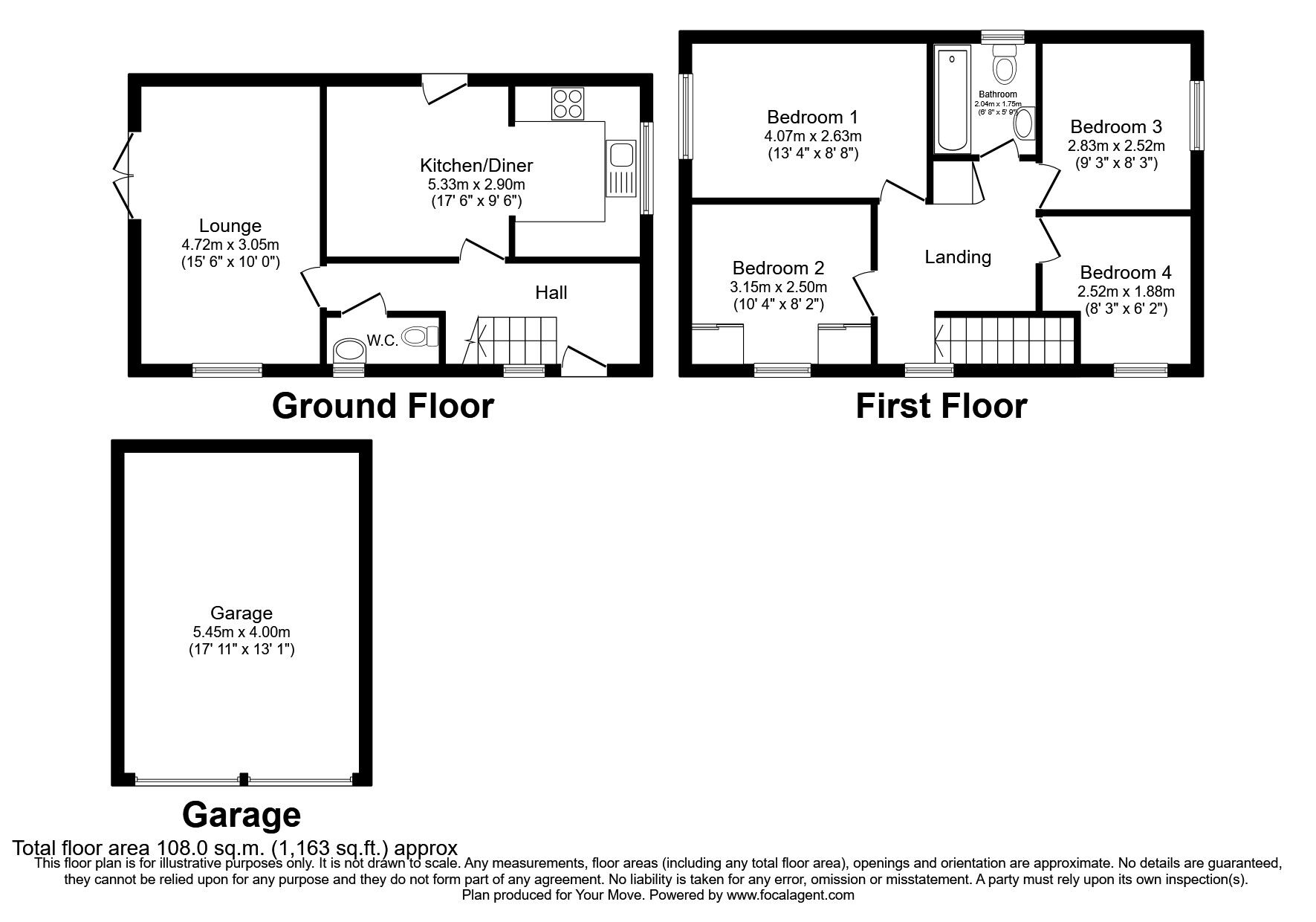 Floorplan of 4 bedroom Detached House for sale, Cardinal Hinsley Close, Newark, Nottinghamshire, NG24