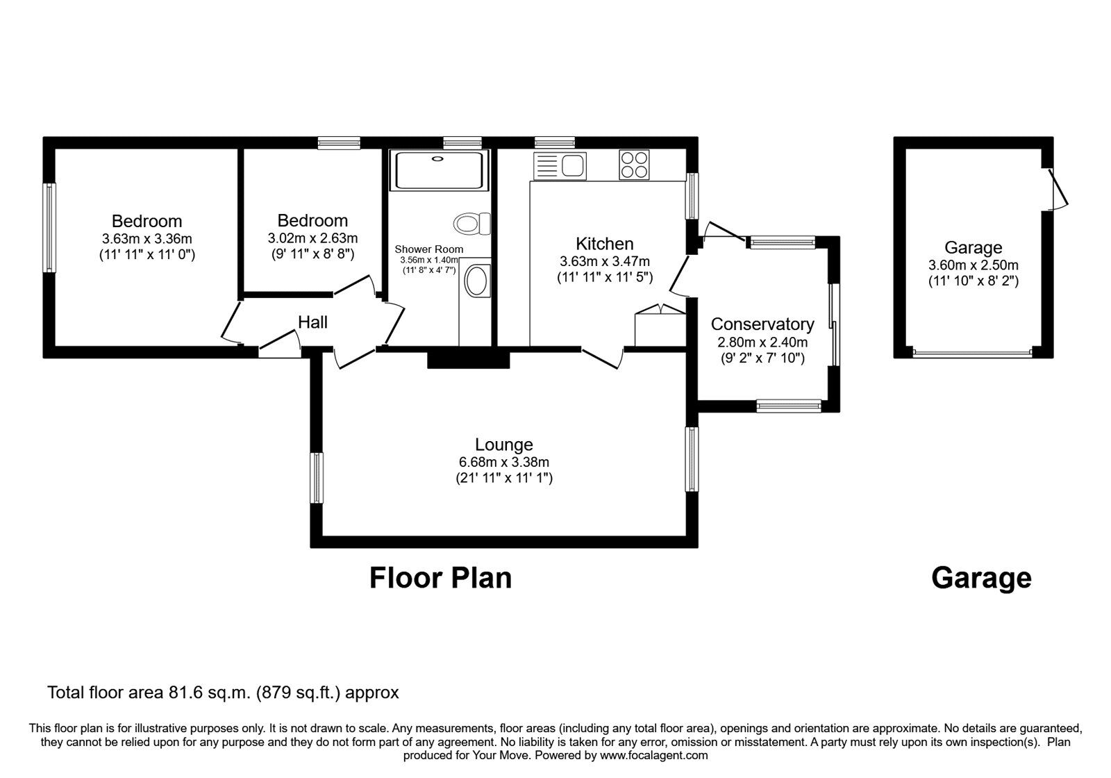 Floorplan of 2 bedroom Detached Bungalow for sale, Harewood Crescent, North Hykeham, Lincolnshire, LN6