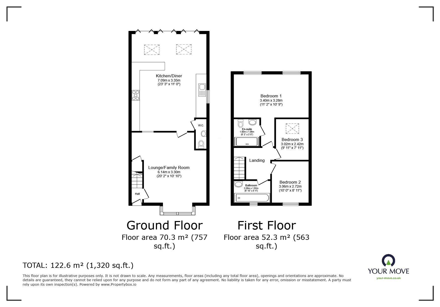 Floorplan of 3 bedroom End Terrace House for sale, St. Aidens Road, North Hykeham, Lincolnshire, LN6