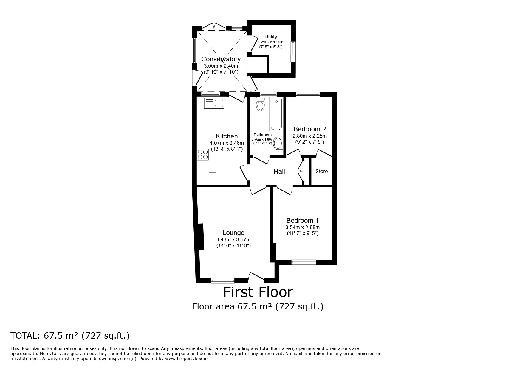 Floorplan of 2 bedroom Semi Detached Bungalow for sale, Newton Close, Swinderby, Lincolnshire, LN6