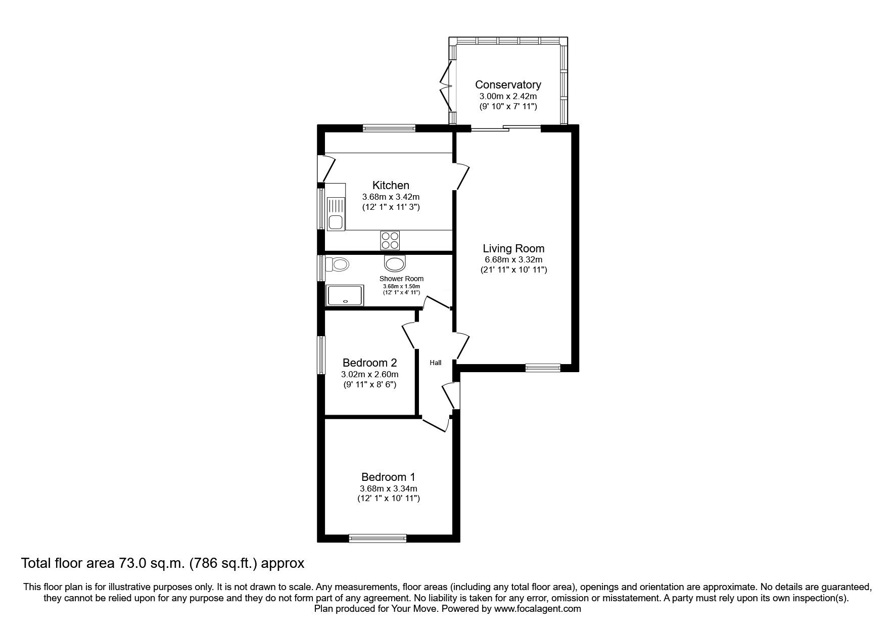 Floorplan of 2 bedroom Detached Bungalow for sale, Harewood Crescent, North Hykeham, Lincolnshire, LN6