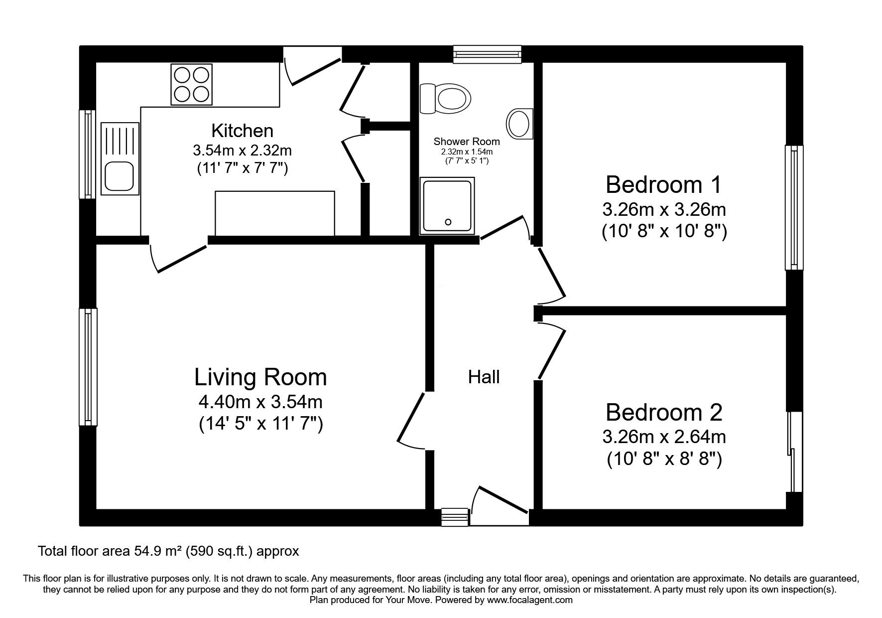 Floorplan of 2 bedroom Detached Bungalow for sale, St. Hughs Drive, North Hykeham, Lincolnshire, LN6