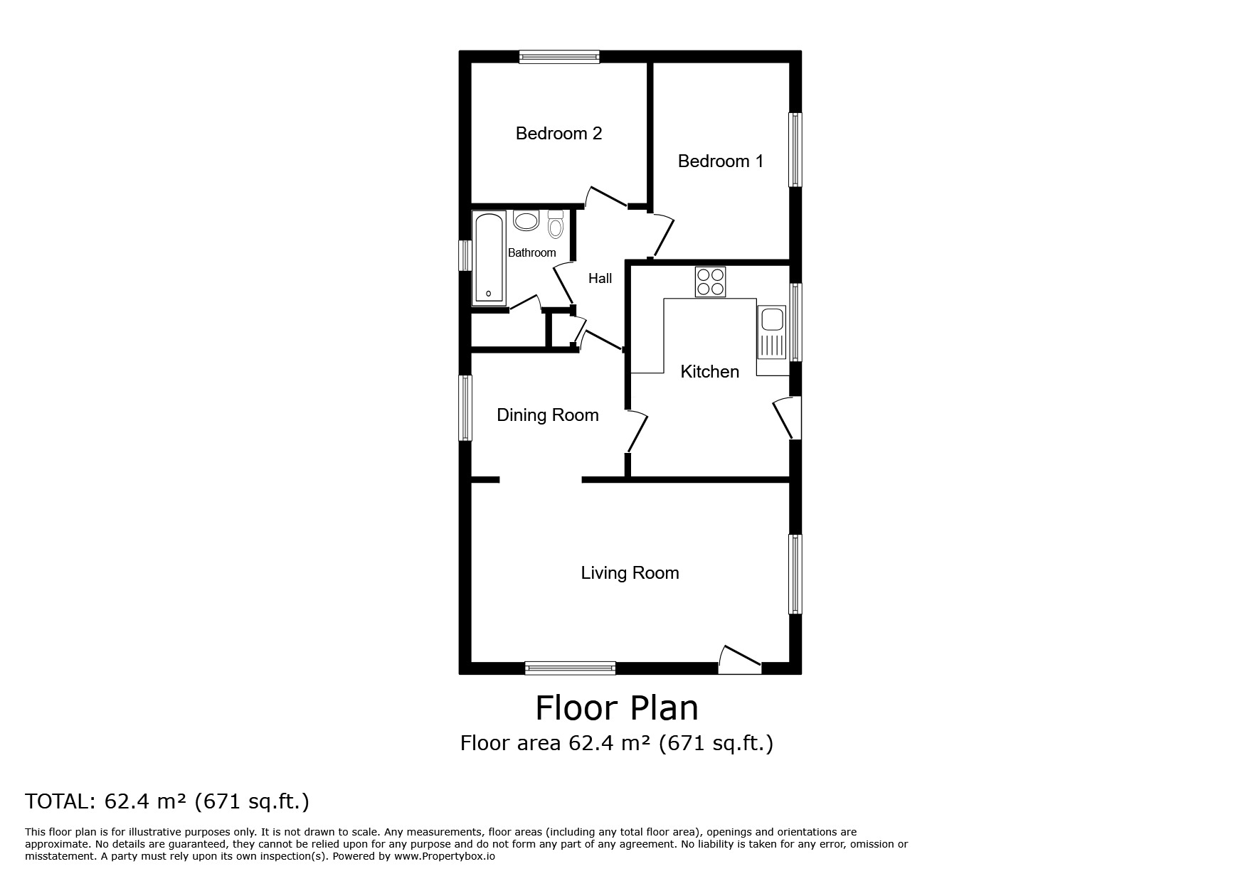 Floorplan of 2 bedroom Detached Property for sale, Ambleside Park, North Hykeham, Lincolnshire, LN6