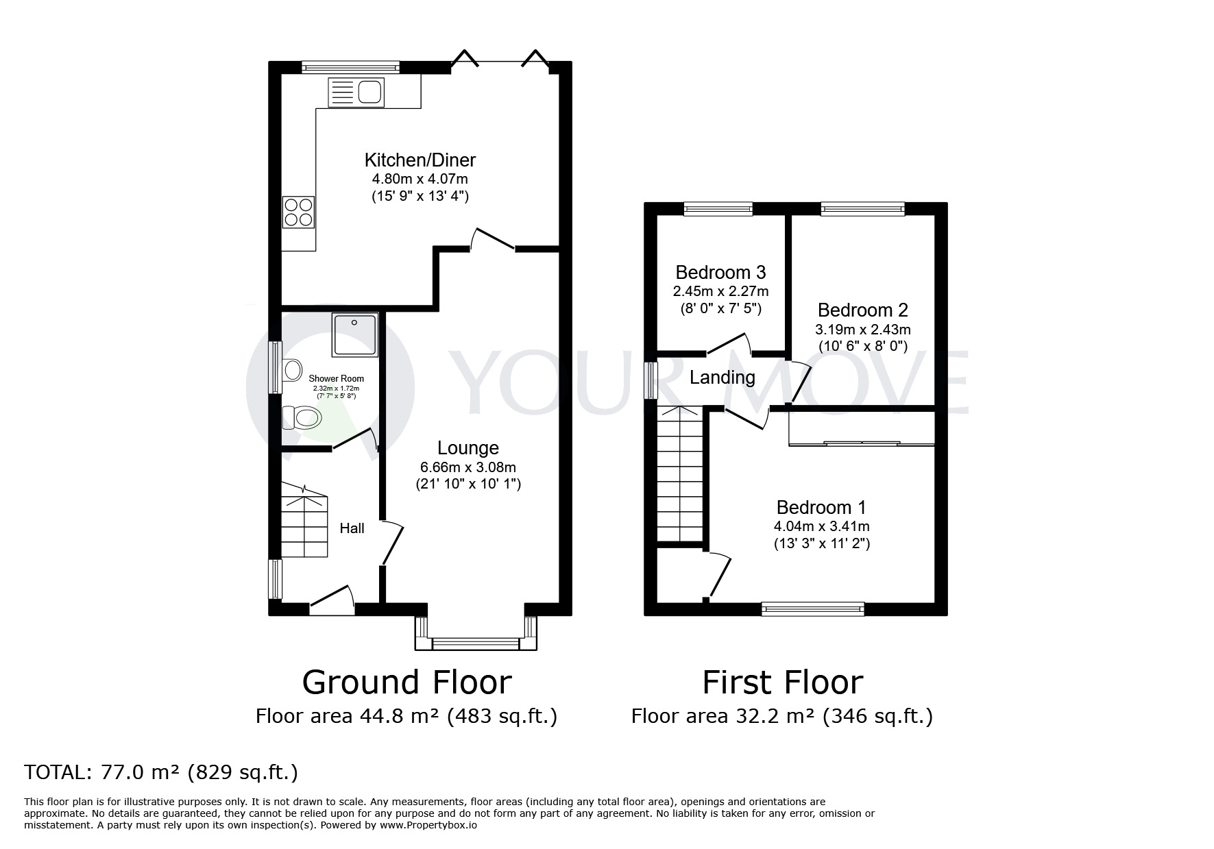 Floorplan of 3 bedroom Semi Detached House for sale, Boswell Grove, Lincoln, Lincolnshire, LN6