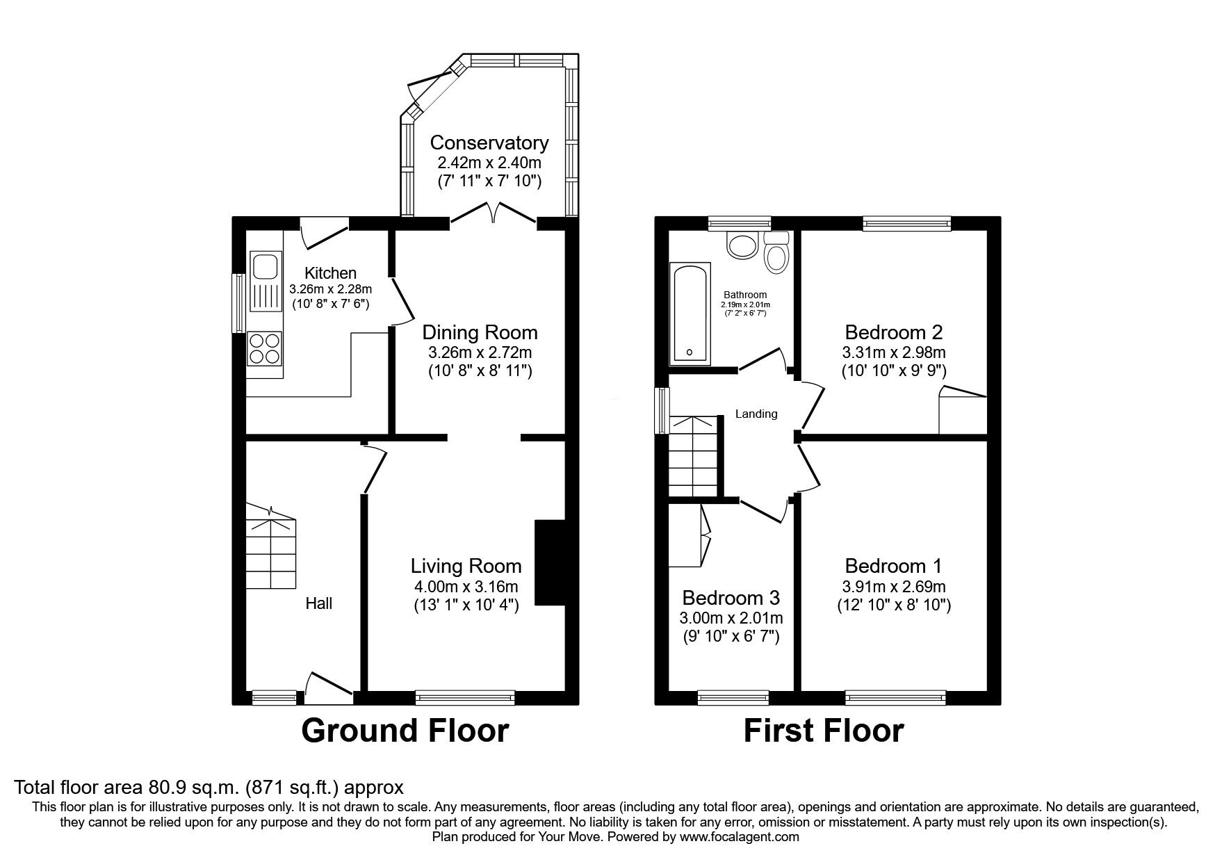 Floorplan of 3 bedroom Semi Detached House for sale, Laburnum Close, North Hykeham, Lincolnshire, LN6