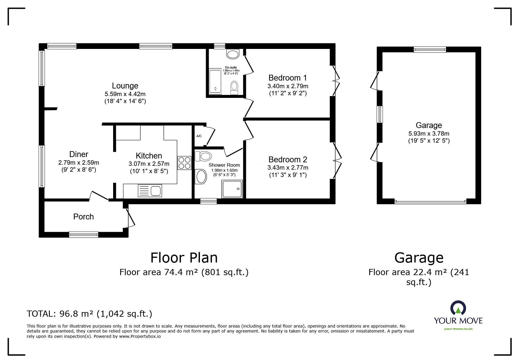 Floorplan of 2 bedroom Detached Property for sale, Broxburn Park, South Hykeham, Lincolnshire, LN6