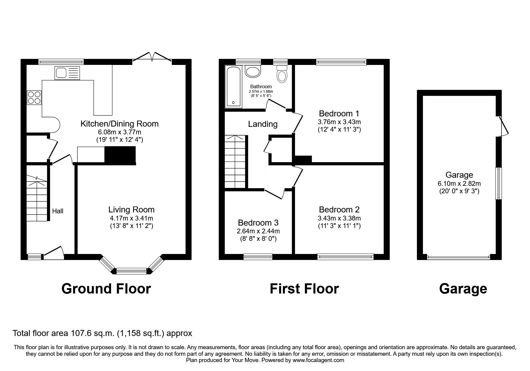 Floorplan of 3 bedroom Semi Detached House for sale, Dore Avenue, North Hykeham, Lincolnshire, LN6