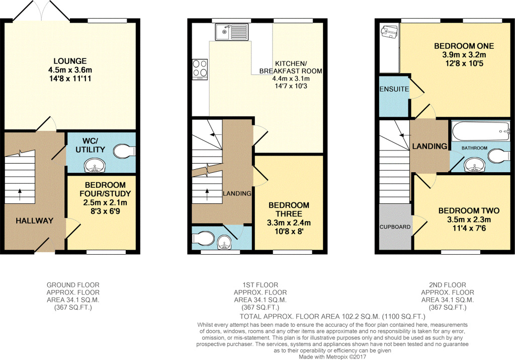 Floorplan of 3 bedroom Mid Terrace House to rent, Sorrel Road, Witham St. Hughs, Lincolnshire, LN6