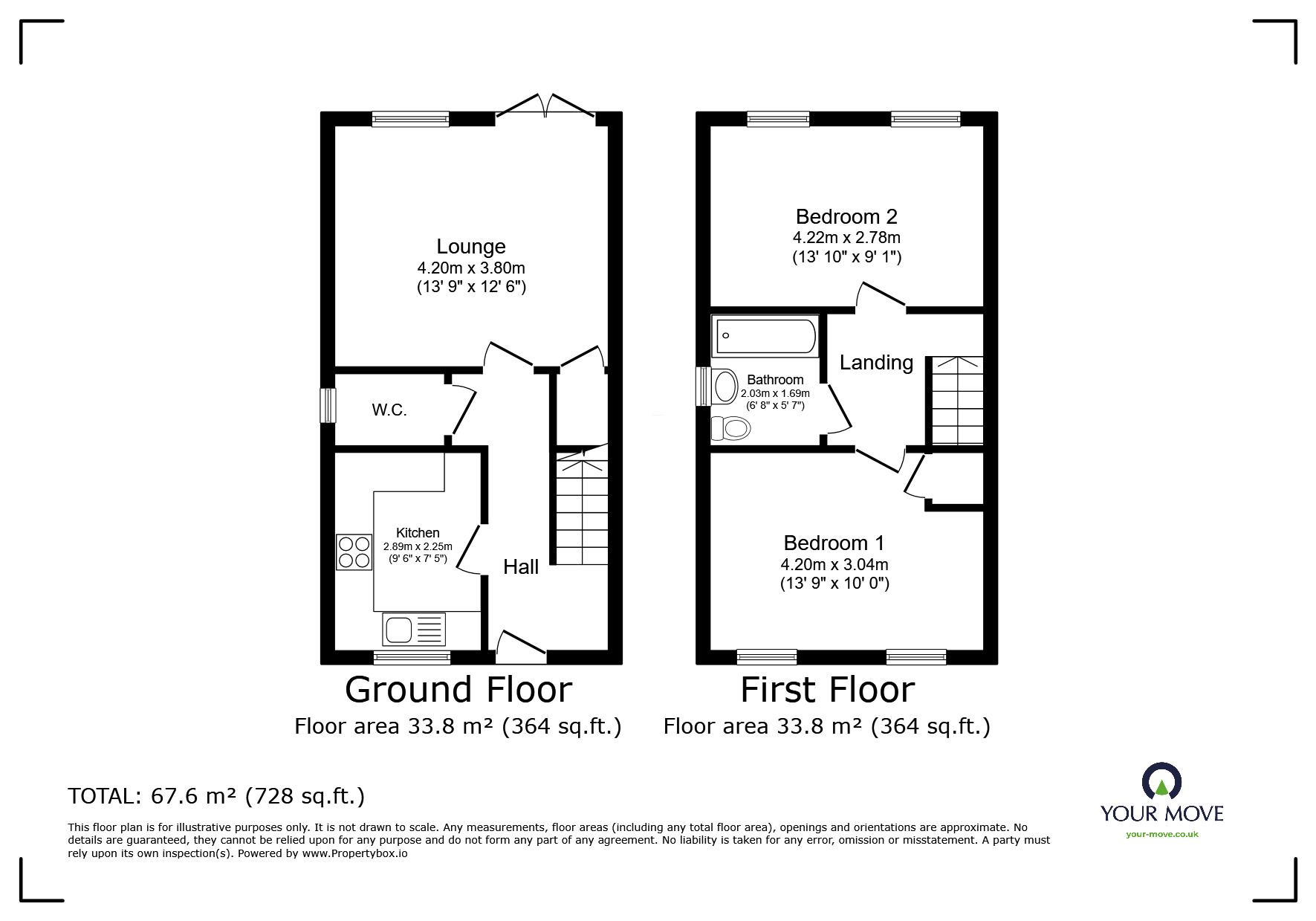 Floorplan of 2 bedroom Semi Detached House for sale, Nightingale Close, South Hykeham, Lincolnshire, LN6