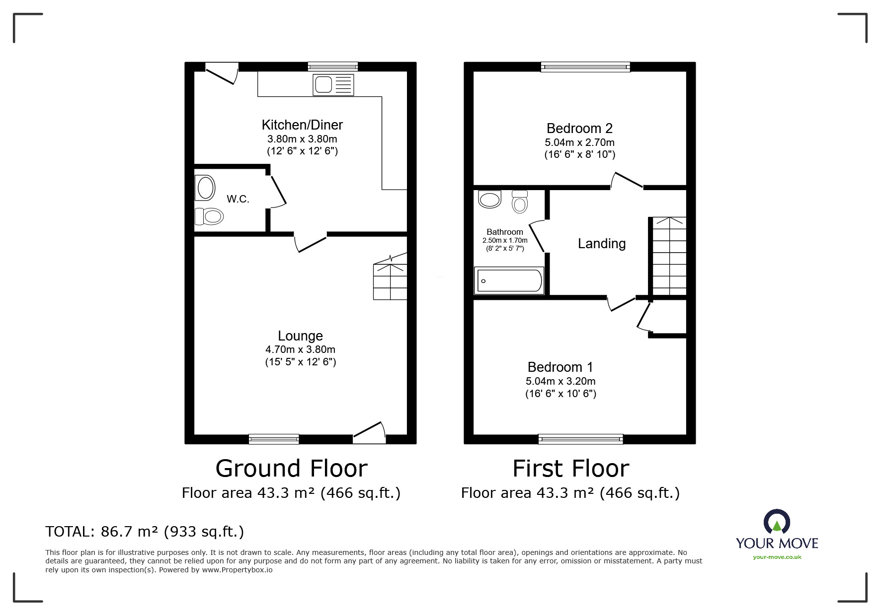 Floorplan of 2 bedroom Mid Terrace House for sale, Chadwick Road, Dunholme, Lincolnshire, LN2