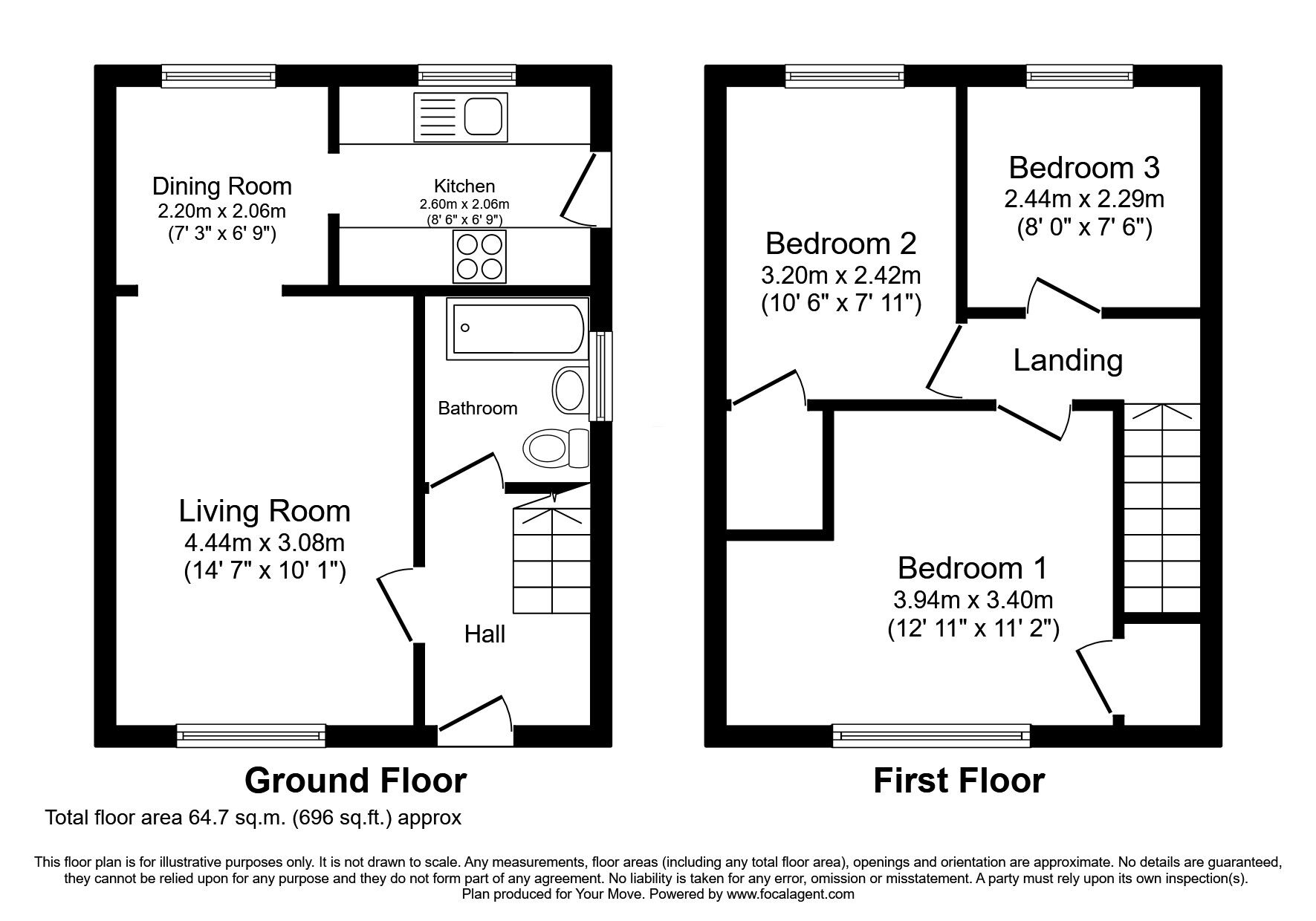 Floorplan of 3 bedroom Semi Detached House for sale, Bangor Close, Lincoln, Lincolnshire, LN5