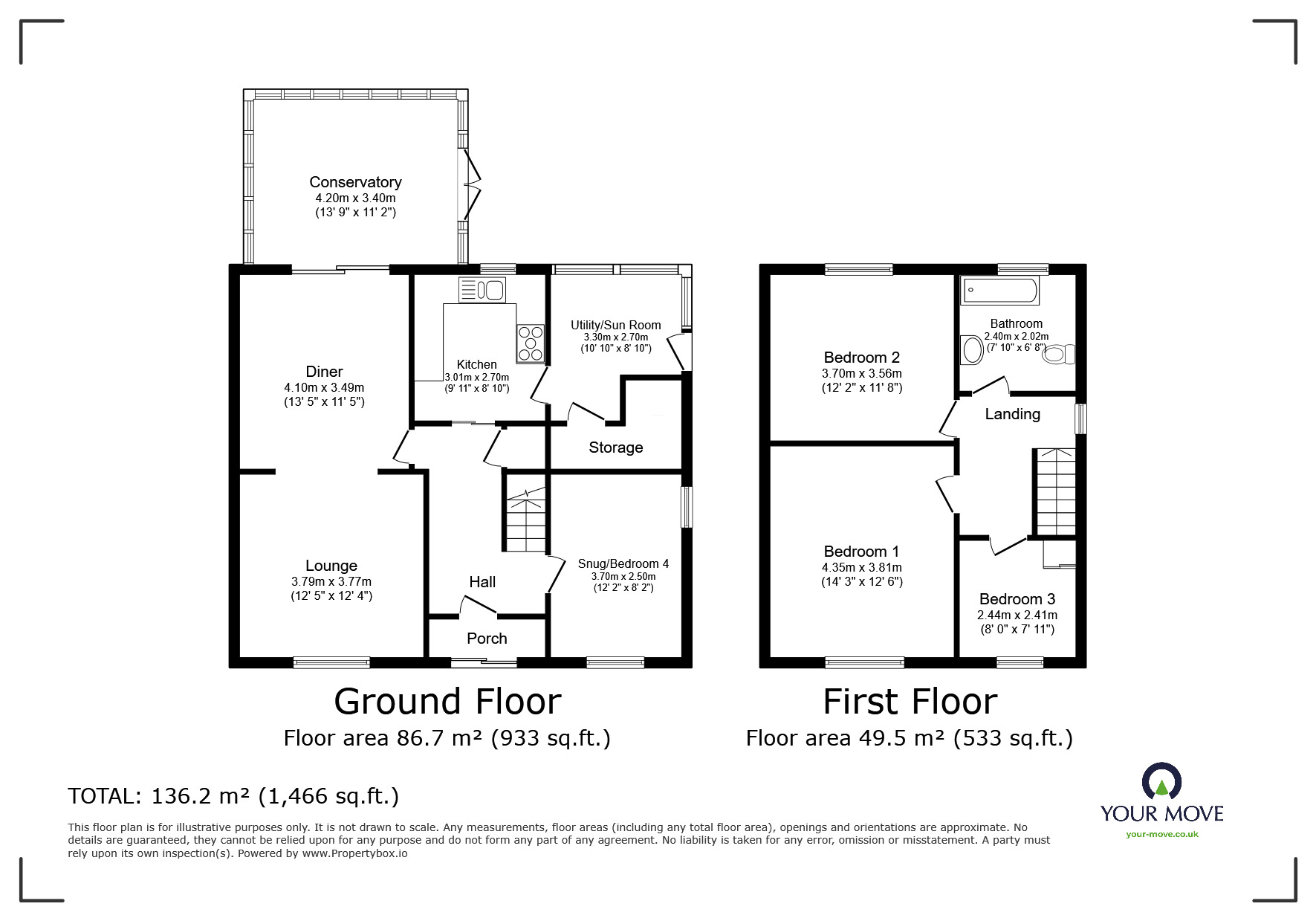 Floorplan of 3 bedroom Detached House for sale, Wharfedale Drive, North Hykeham, Lincolnshire, LN6