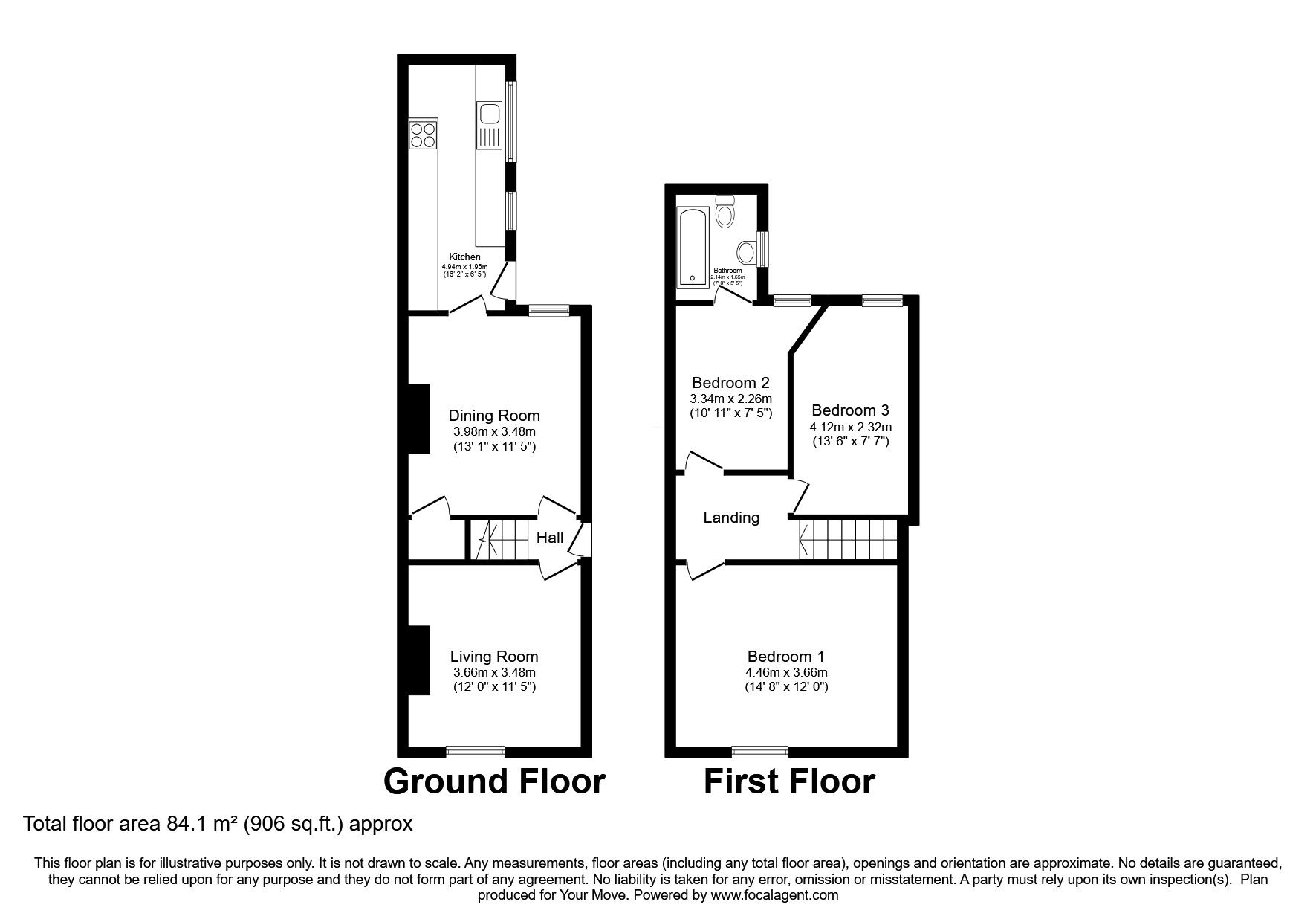 Floorplan of 3 bedroom End Terrace House for sale, Henry Street, Lincoln, Lincolnshire, LN5