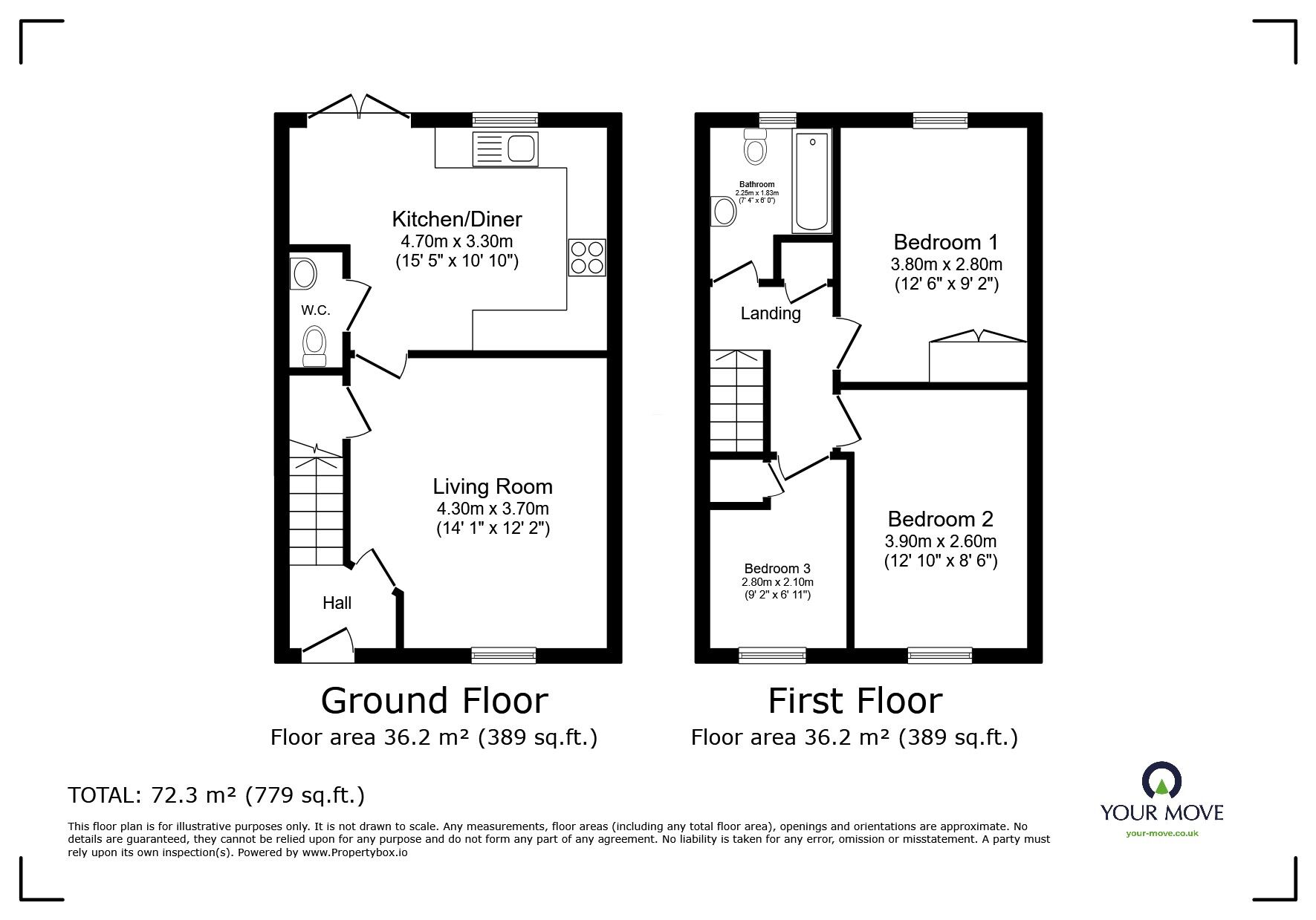 Floorplan of 3 bedroom Semi Detached House for sale, Chapter Close, Lincoln, Lincolnshire, LN6