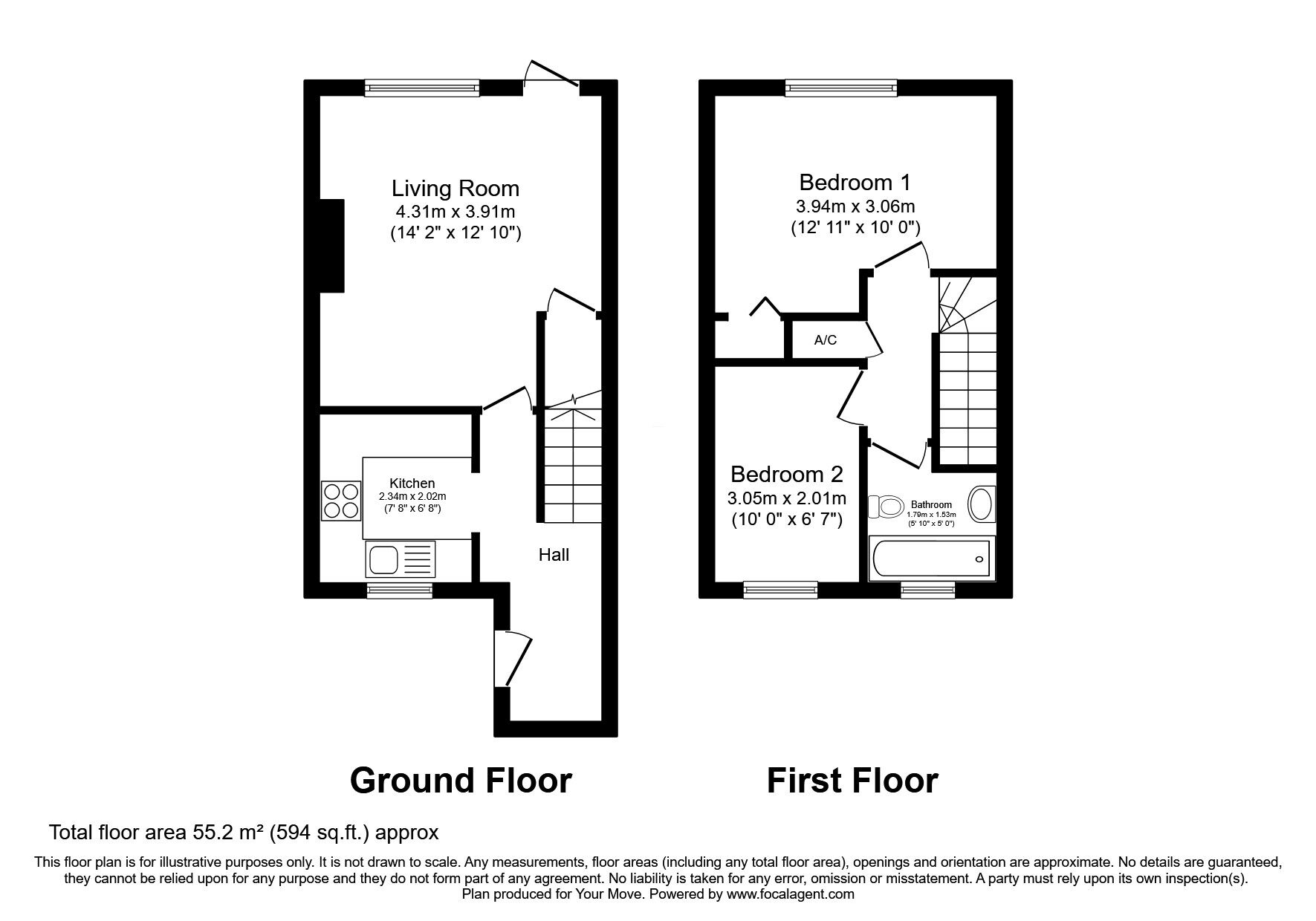 Floorplan of 2 bedroom Mid Terrace House for sale, Antrim Road, Lincoln, Lincolnshire, LN5