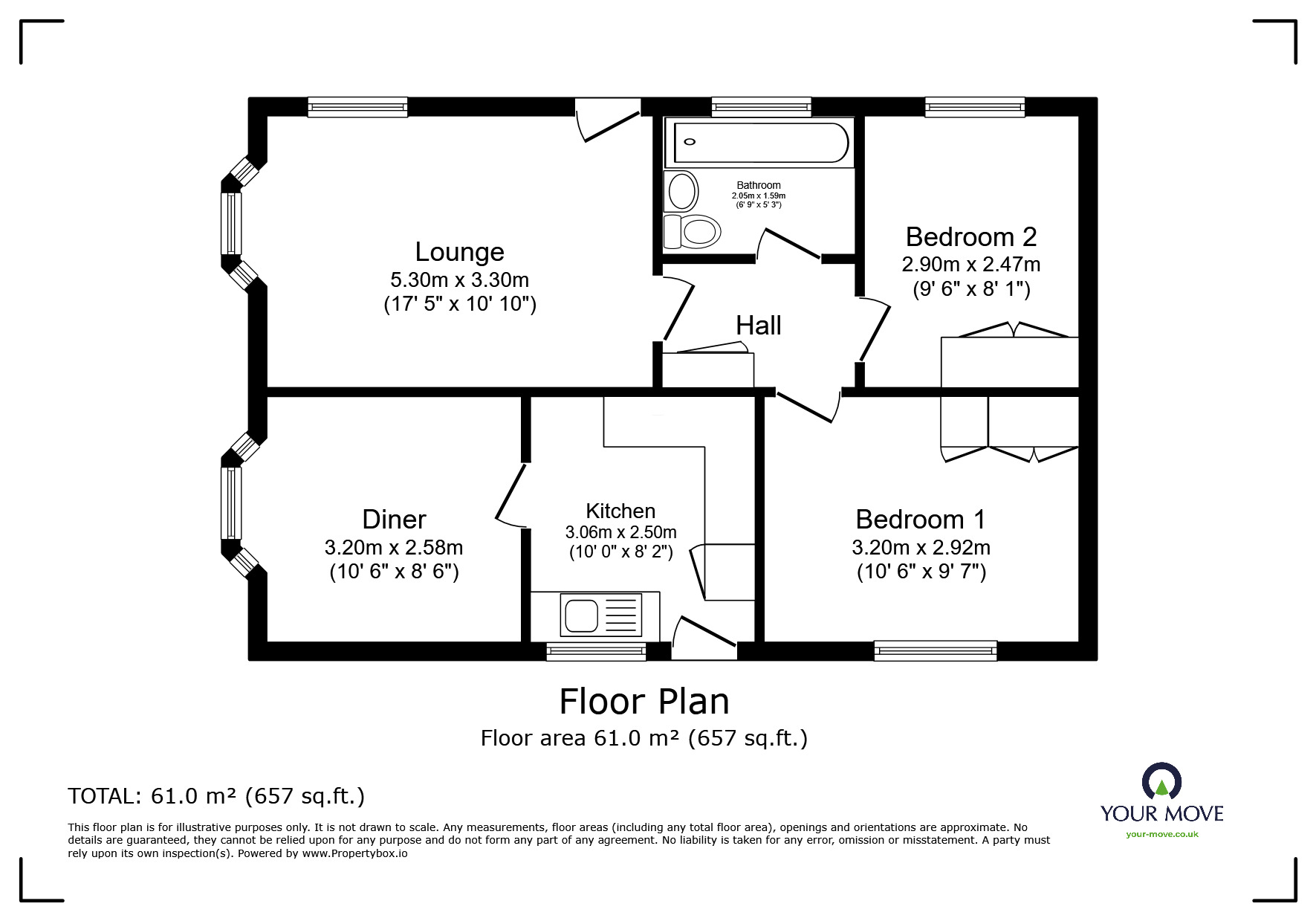 Floorplan of 2 bedroom Detached Property for sale, Newark Road, North Hykeham, Lincolnshire, LN6