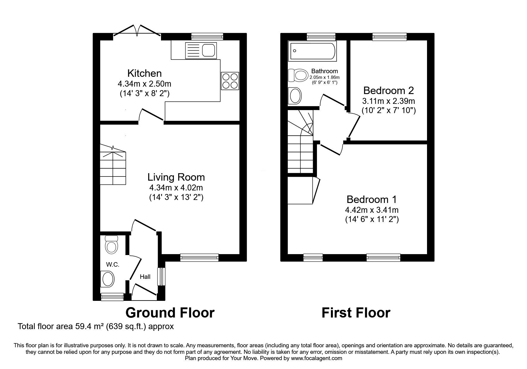 Floorplan of 2 bedroom End Terrace House for sale, Capito Drive, North Hykeham, Lincolnshire, LN6