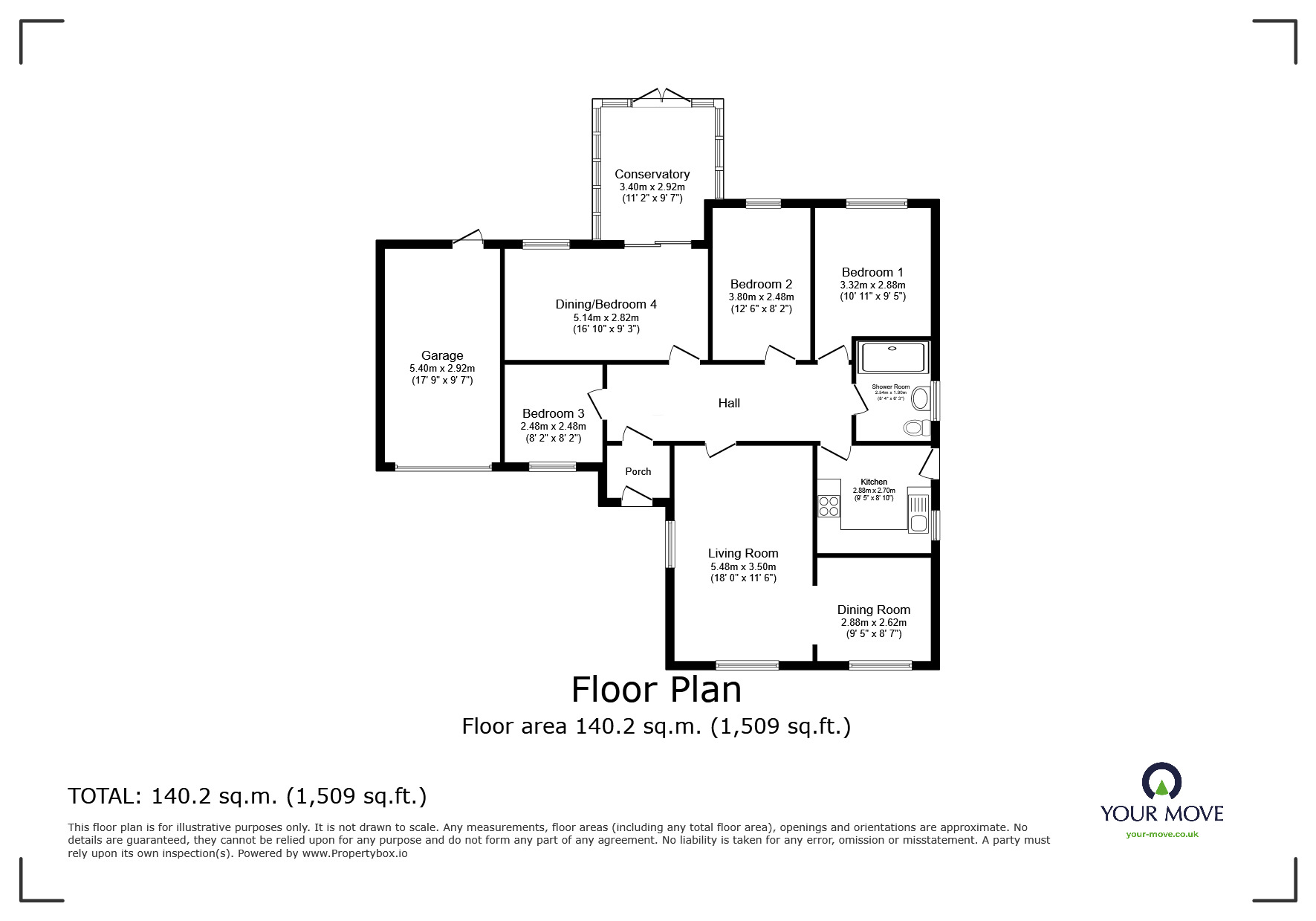 Floorplan of 4 bedroom Detached Bungalow for sale, Linden Avenue, Branston, Lincolnshire, LN4