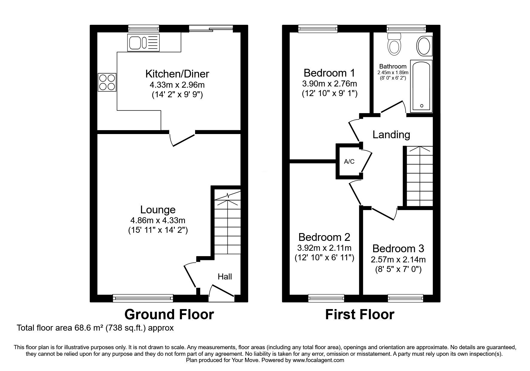 Floorplan of 3 bedroom Mid Terrace House for sale, Larne Road, Lincoln, Lincolnshire, LN5