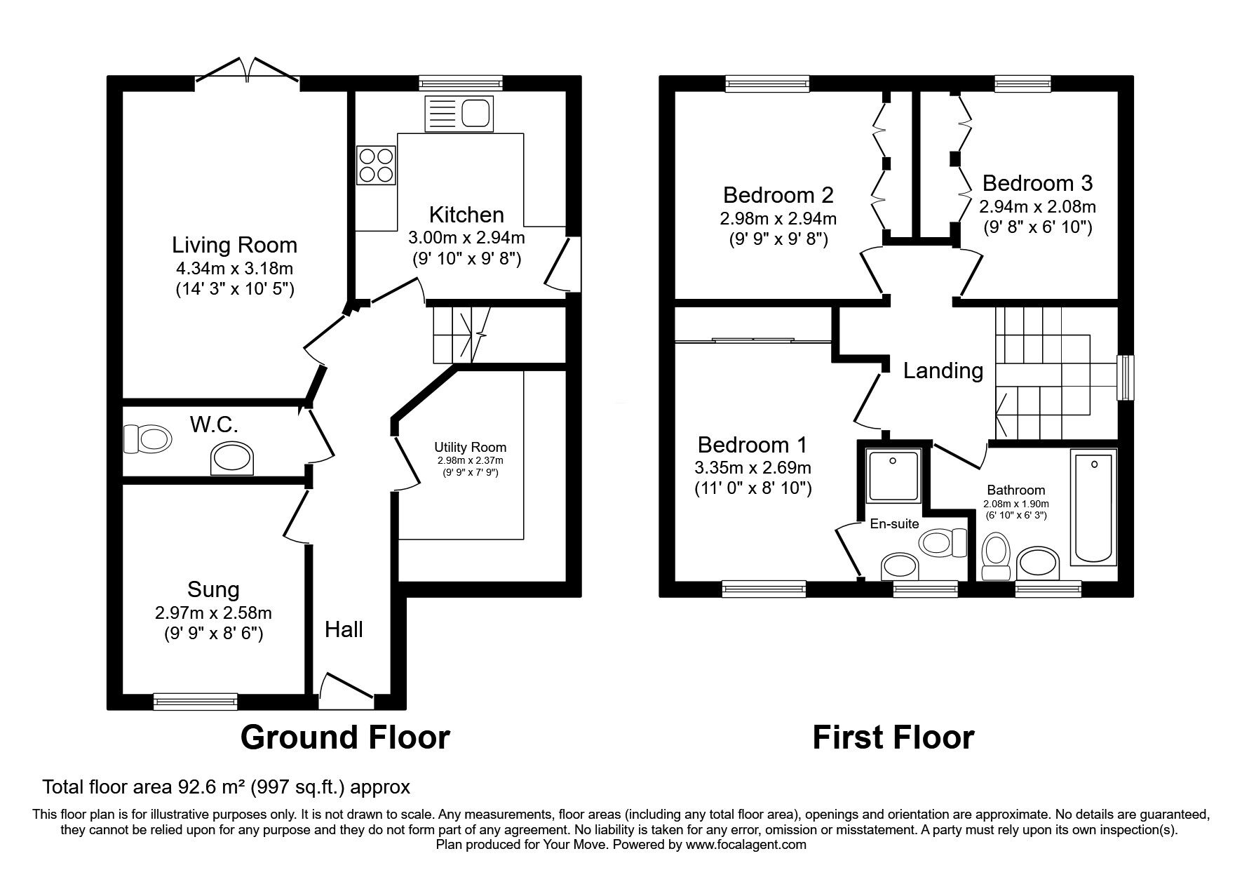 Floorplan of 3 bedroom Detached House for sale, Towers Close, Waddington, Lincolnshire, LN5