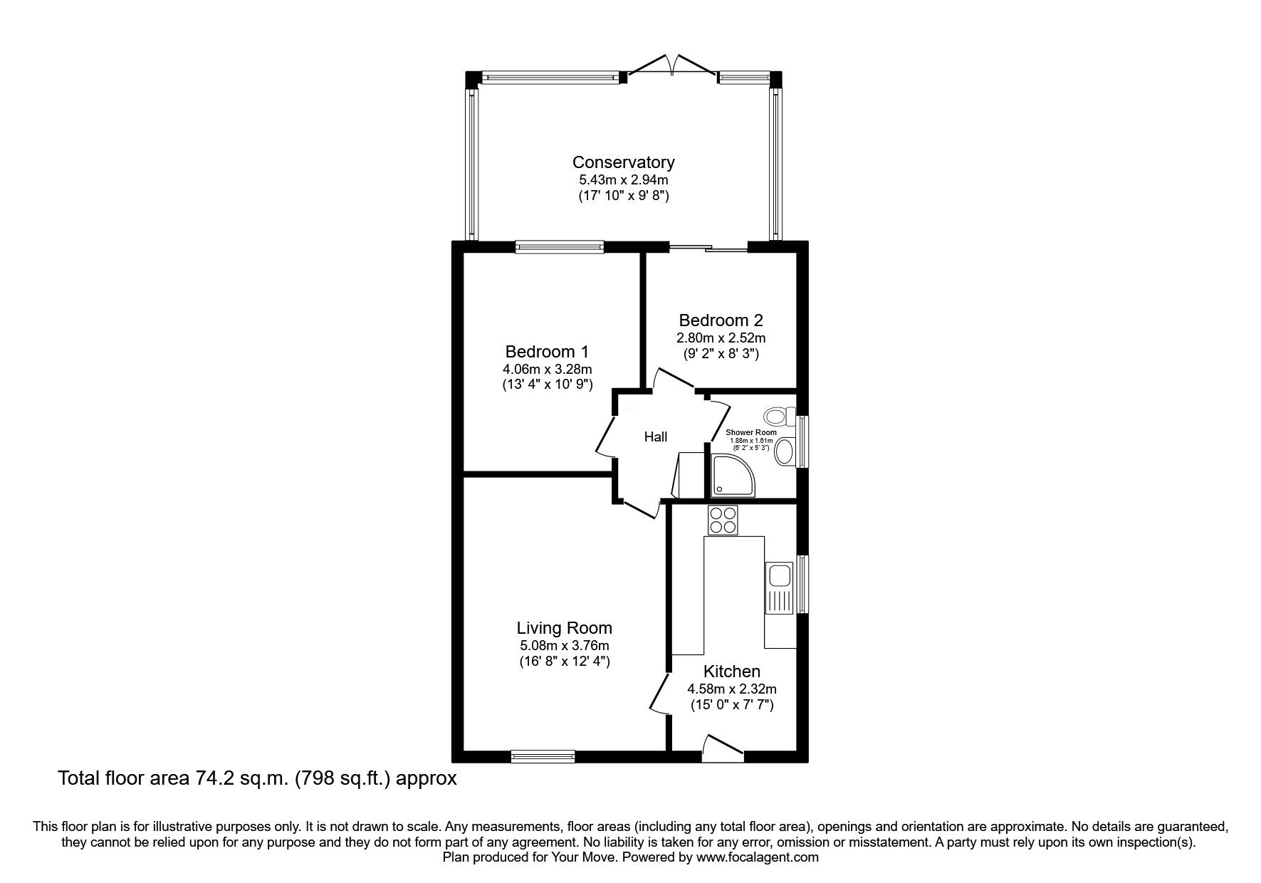 Floorplan of 2 bedroom Semi Detached Bungalow for sale, St. Hughs Drive, North Hykeham, Lincolnshire, LN6