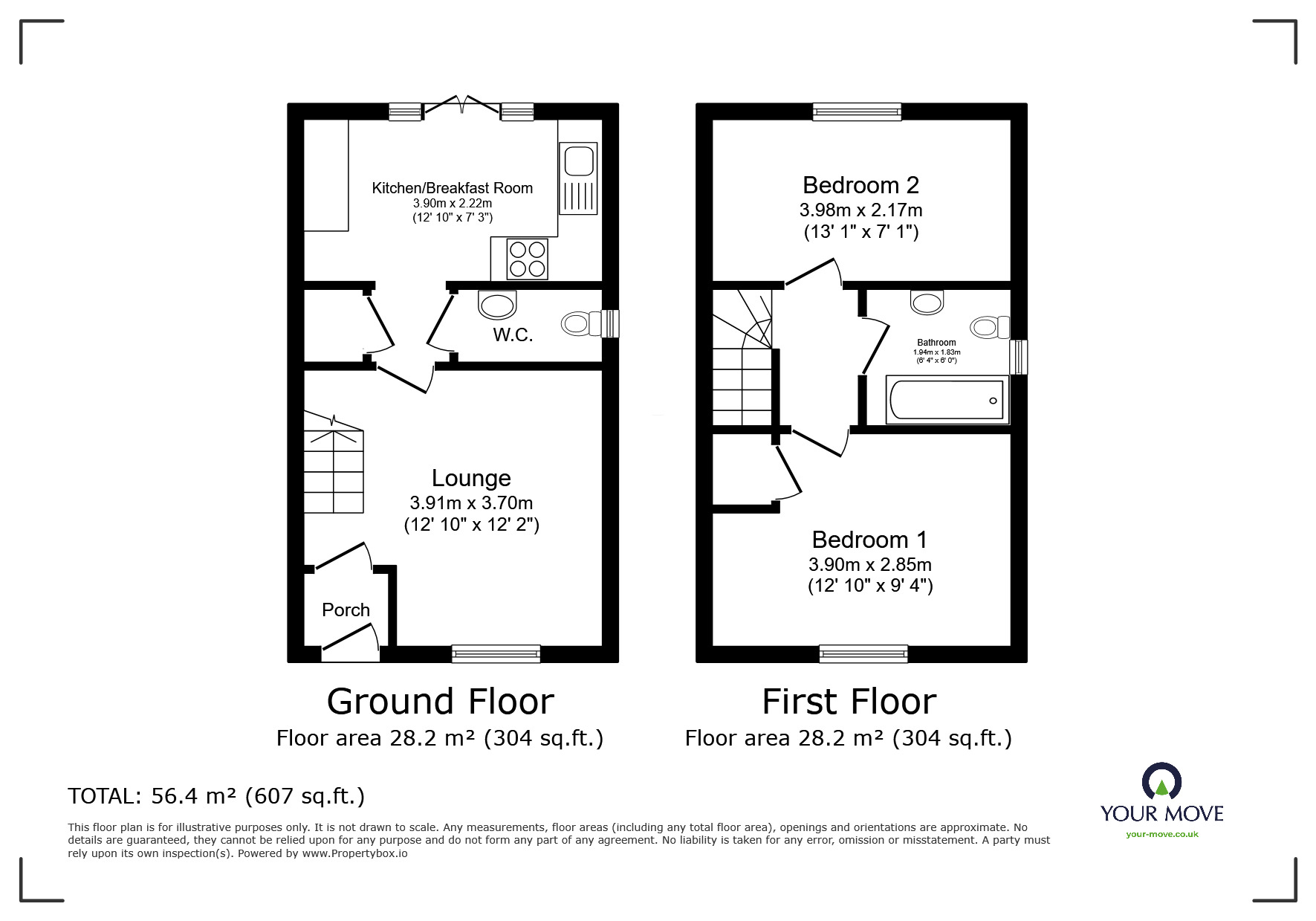 Floorplan of 2 bedroom Mid Terrace House for sale, Antonius Way, North Hykeham, Lincolnshire, LN6