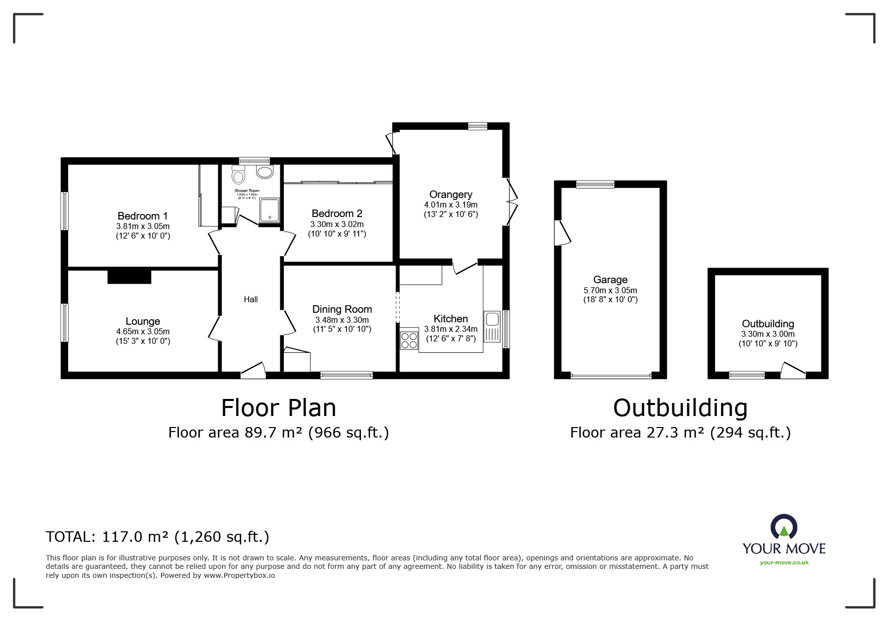 Floorplan of 2 bedroom Detached Bungalow for sale, Newport Crescent, Waddington, Lincolnshire, LN5