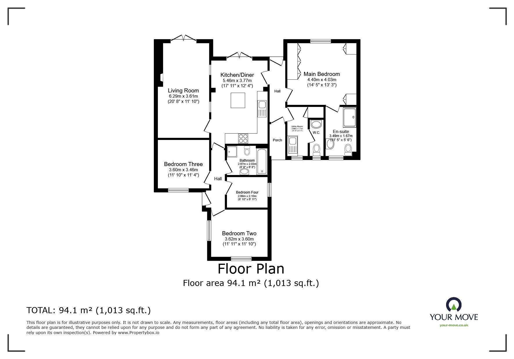 Floorplan of 4 bedroom Detached Bungalow for sale, Main Street, South Muskham, Nottinghamshire, NG23