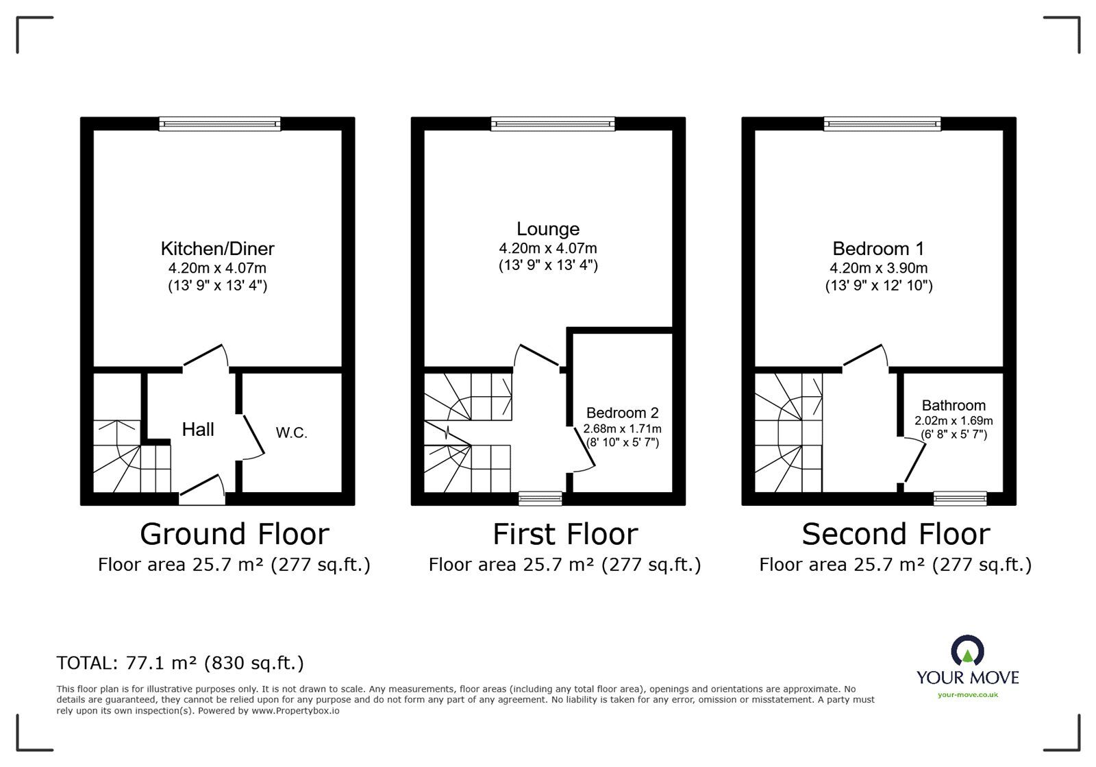 Floorplan of 2 bedroom Mid Terrace House for sale, Squirrel Chase, Witham St. Hughs, Lincolnshire, LN6