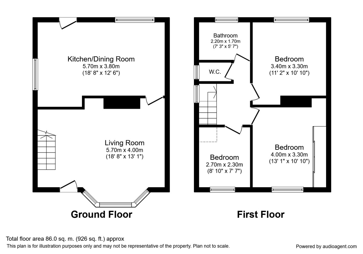 Floorplan of 3 bedroom Semi Detached House to rent, Glebe Road, Carlton, Nottingham, NG4