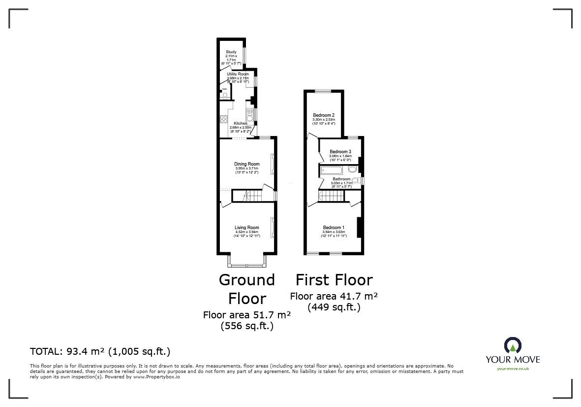 Floorplan of 3 bedroom Semi Detached House for sale, Lawson Avenue, Long Eaton, Derbyshire, NG10