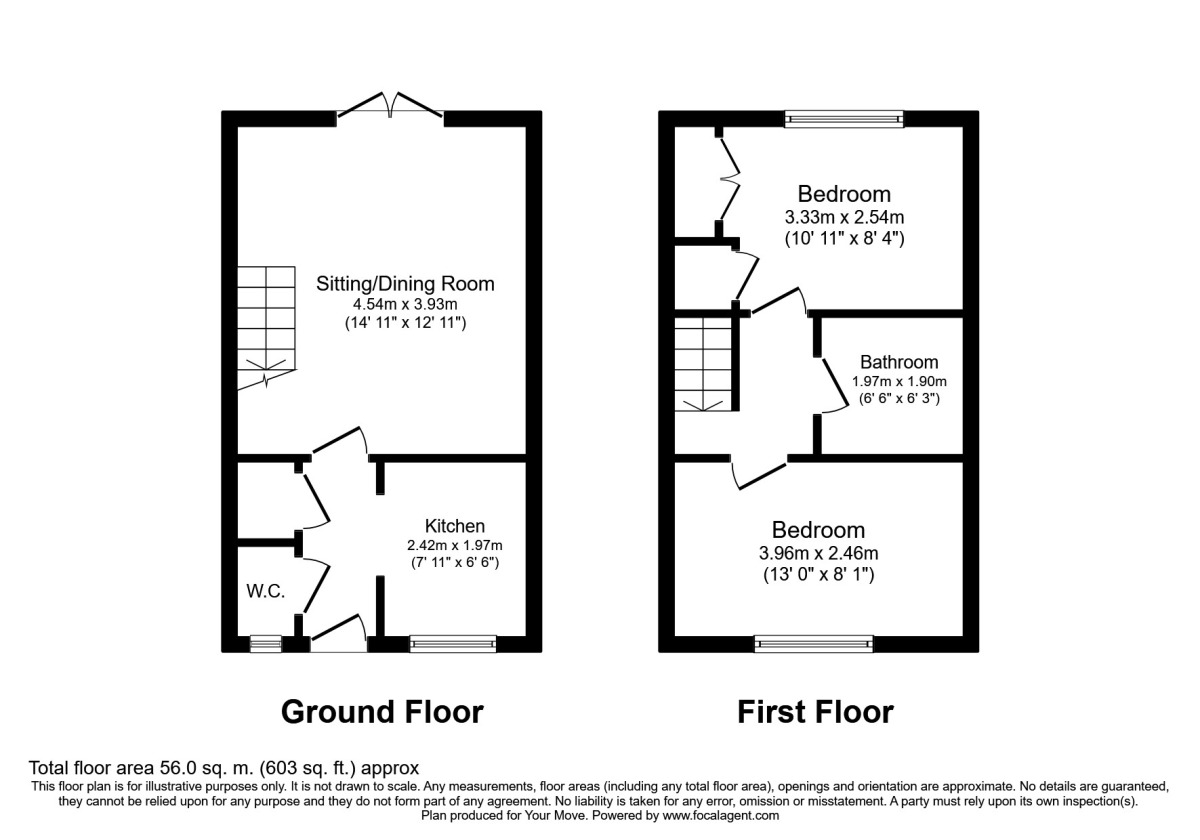 Floorplan of 2 bedroom Mid Terrace House to rent, Lilleburne Drive, Nuneaton, Warwickshire, CV10