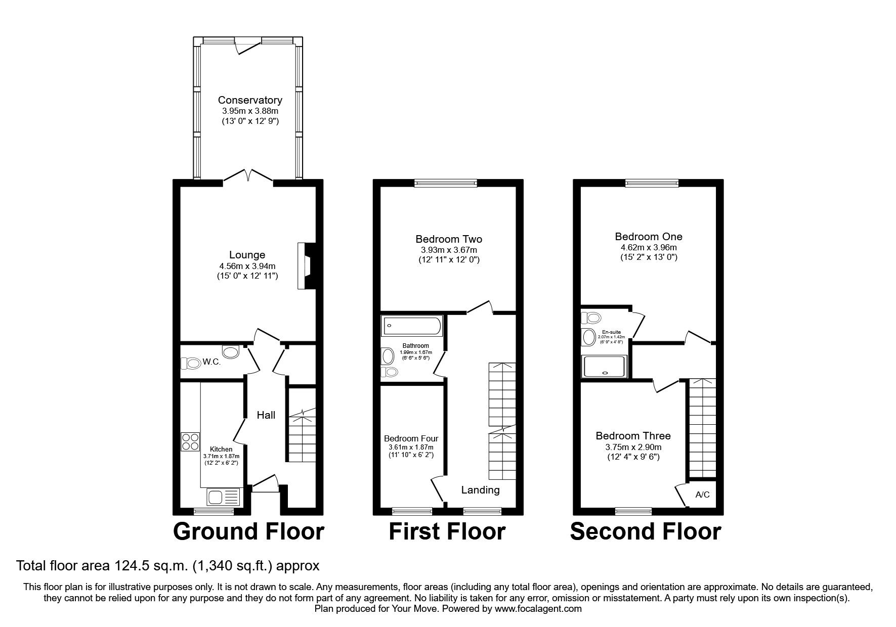 Floorplan of 4 bedroom Mid Terrace House to rent, Marigold Walk, Nuneaton, Warwickshire, CV10