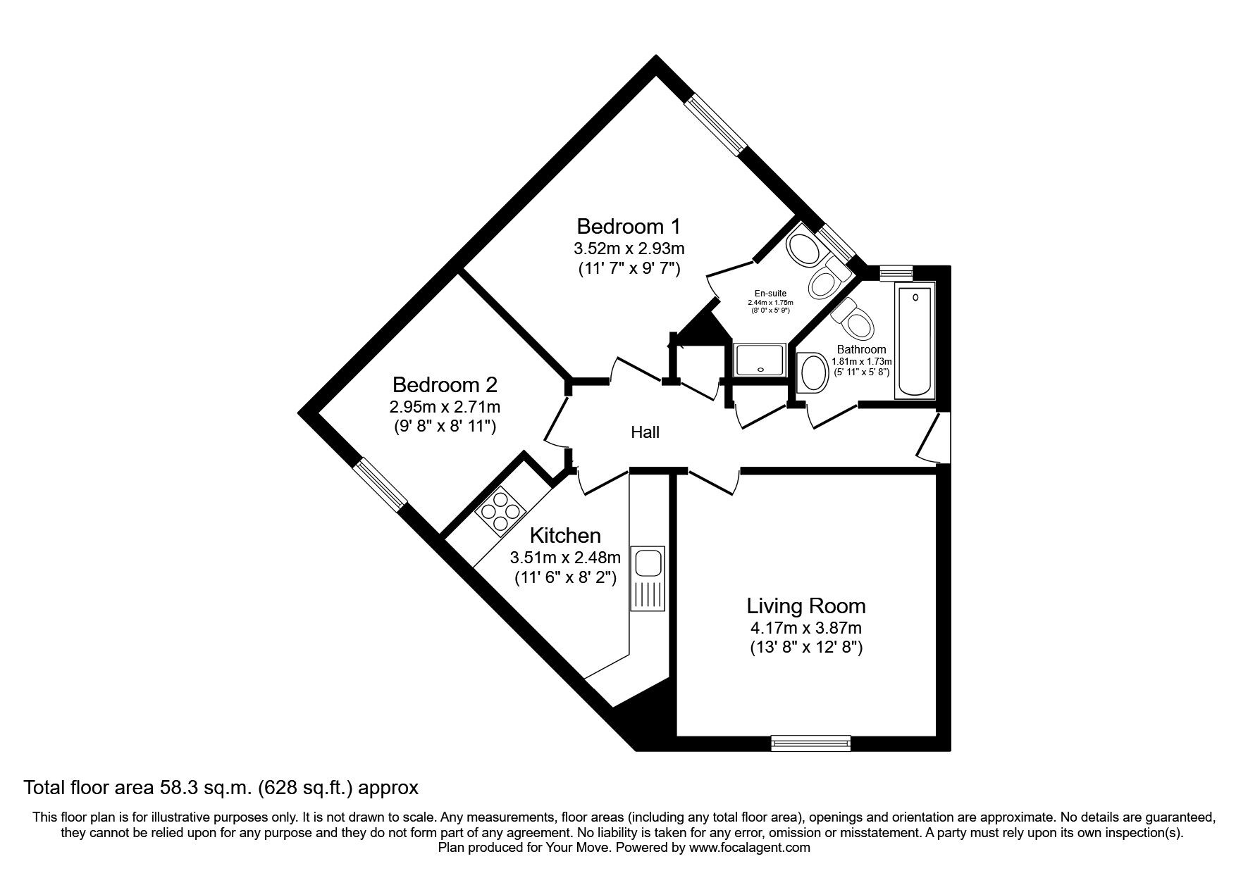 Floorplan of 2 bedroom  Flat to rent, Currane Road, Nuneaton, Warwickshire, CV10