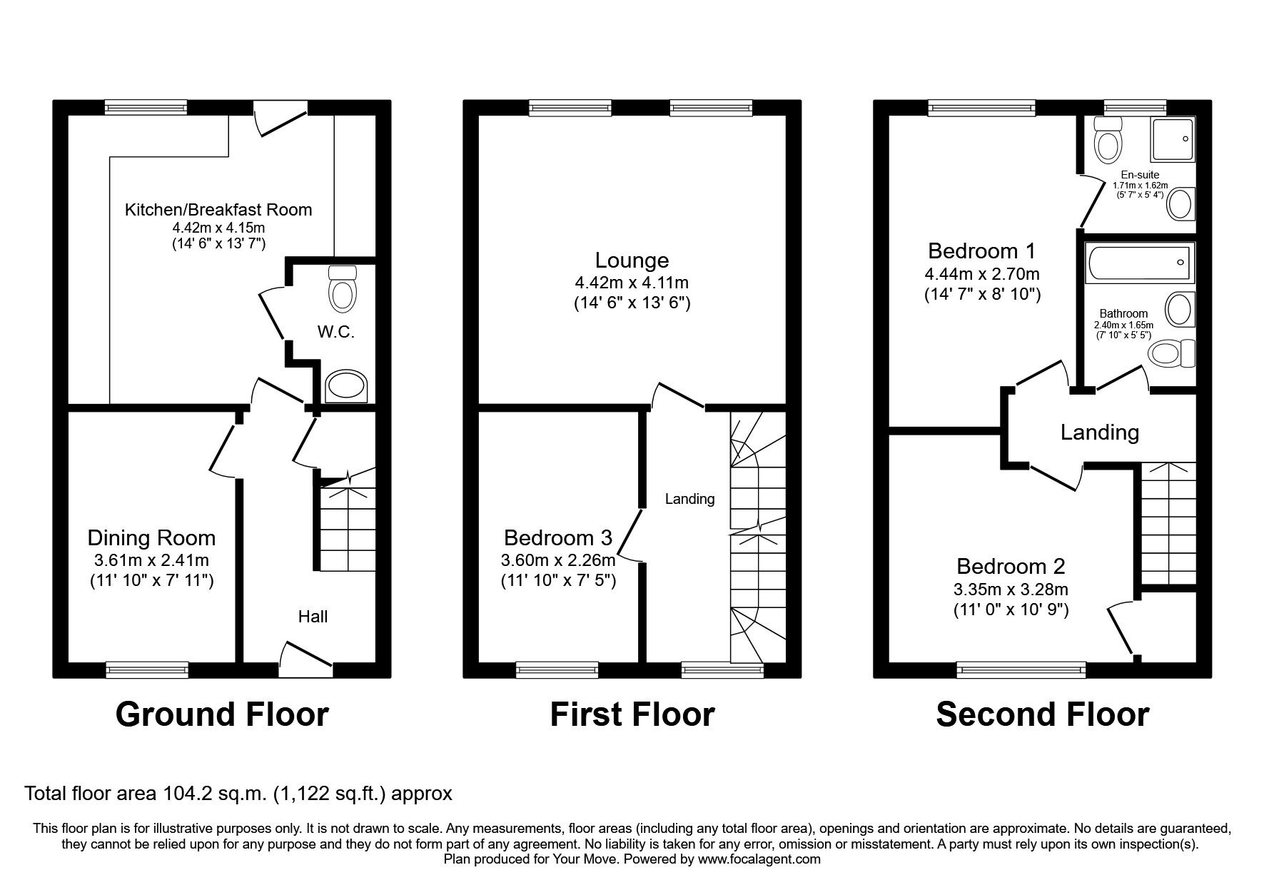 Floorplan of 4 bedroom Mid Terrace House to rent, Brights Road, Nuneaton, Warwickshire, CV10