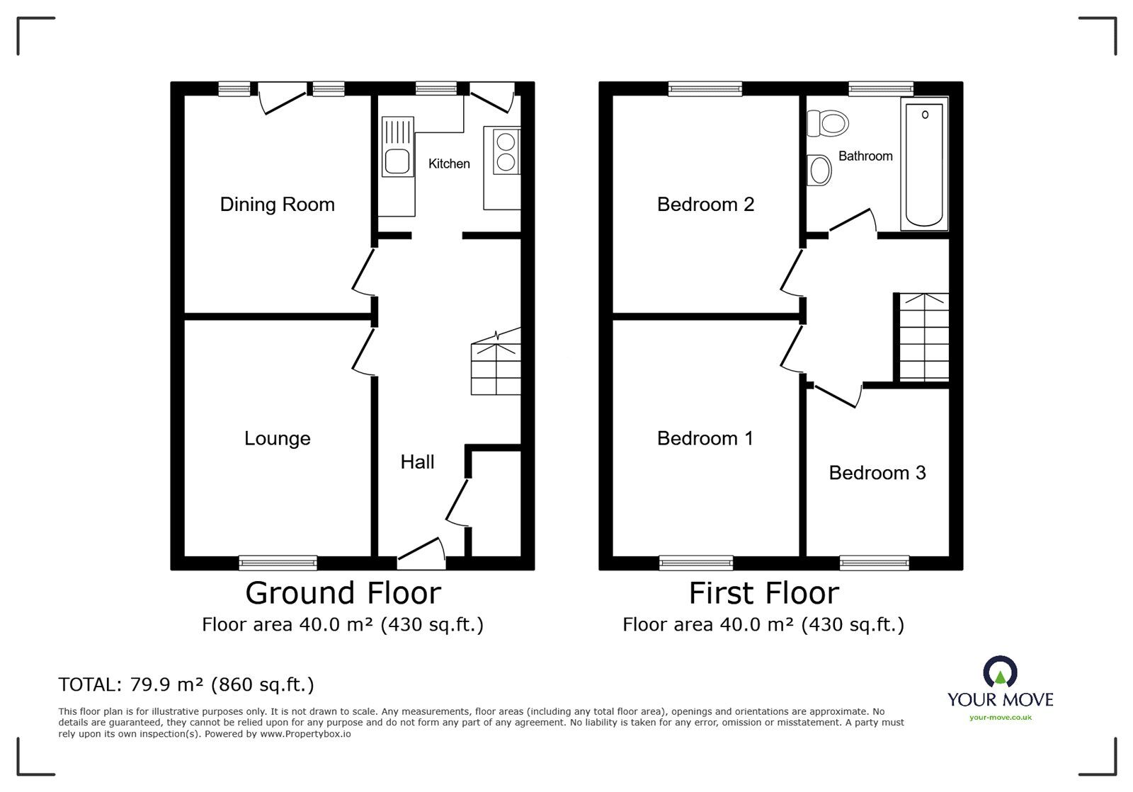 Floorplan of 3 bedroom Mid Terrace House for sale, Princes Avenue, Nuneaton, Warwickshire, CV11