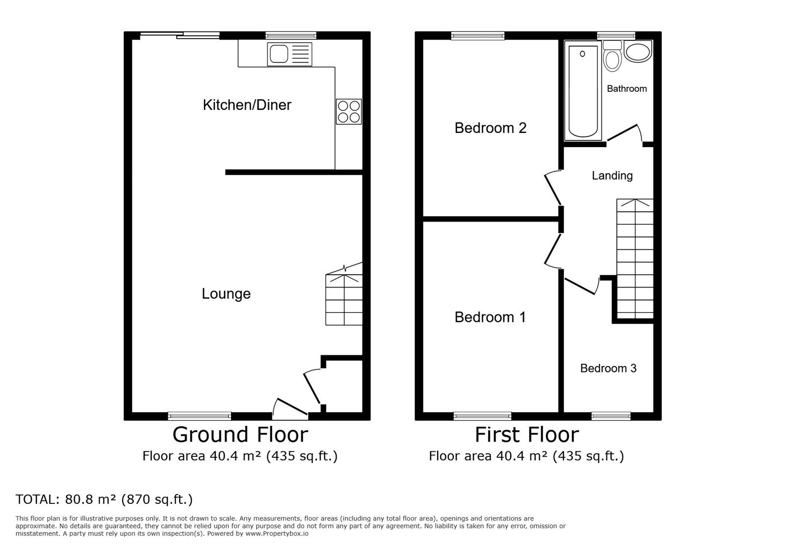 Floorplan of 3 bedroom Mid Terrace House for sale, Mallard Avenue, Nuneaton, Warwickshire, CV10