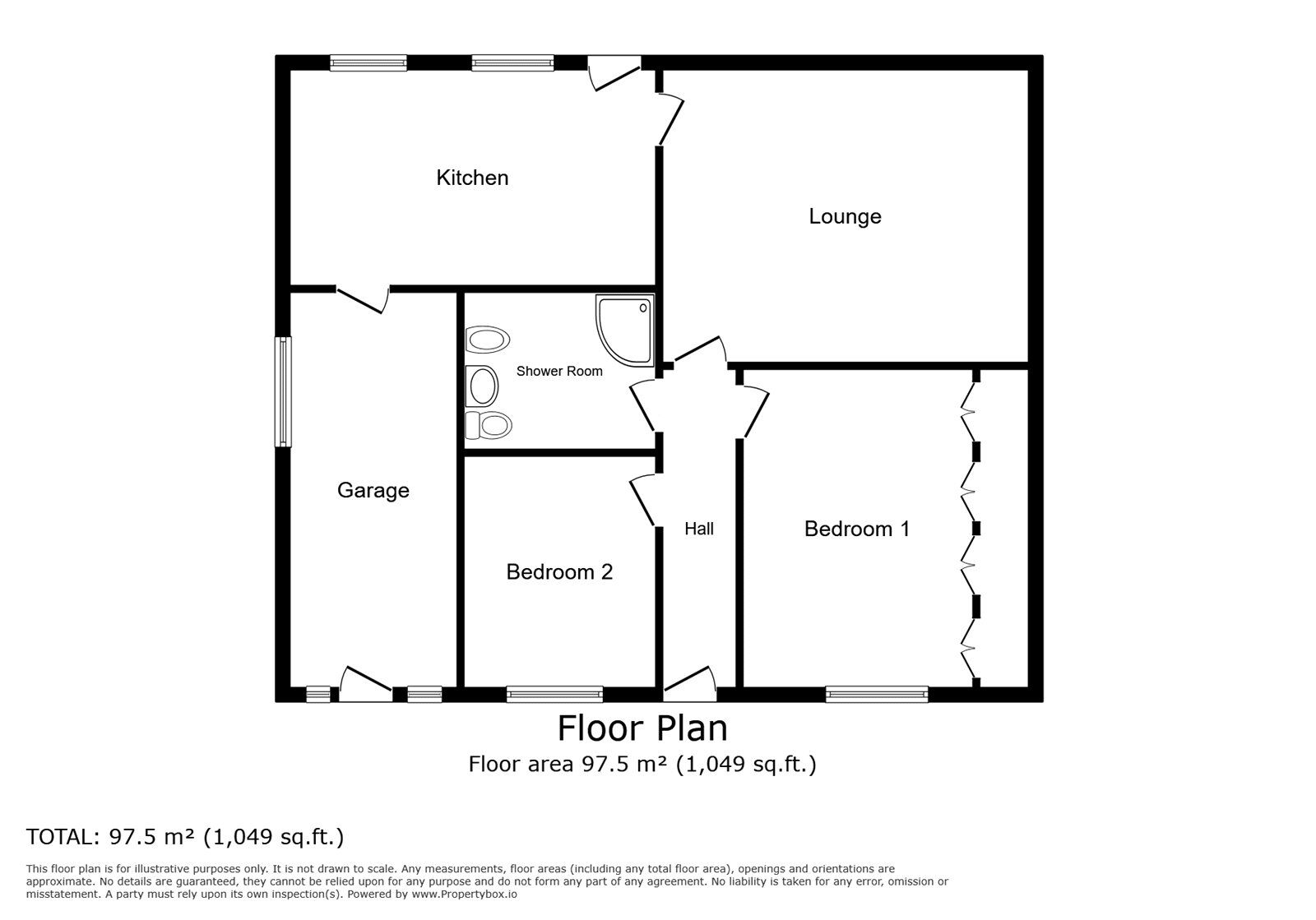 Floorplan of 2 bedroom Semi Detached Bungalow for sale, Stonewell Crescent, Nuneaton, Warwickshire, CV11