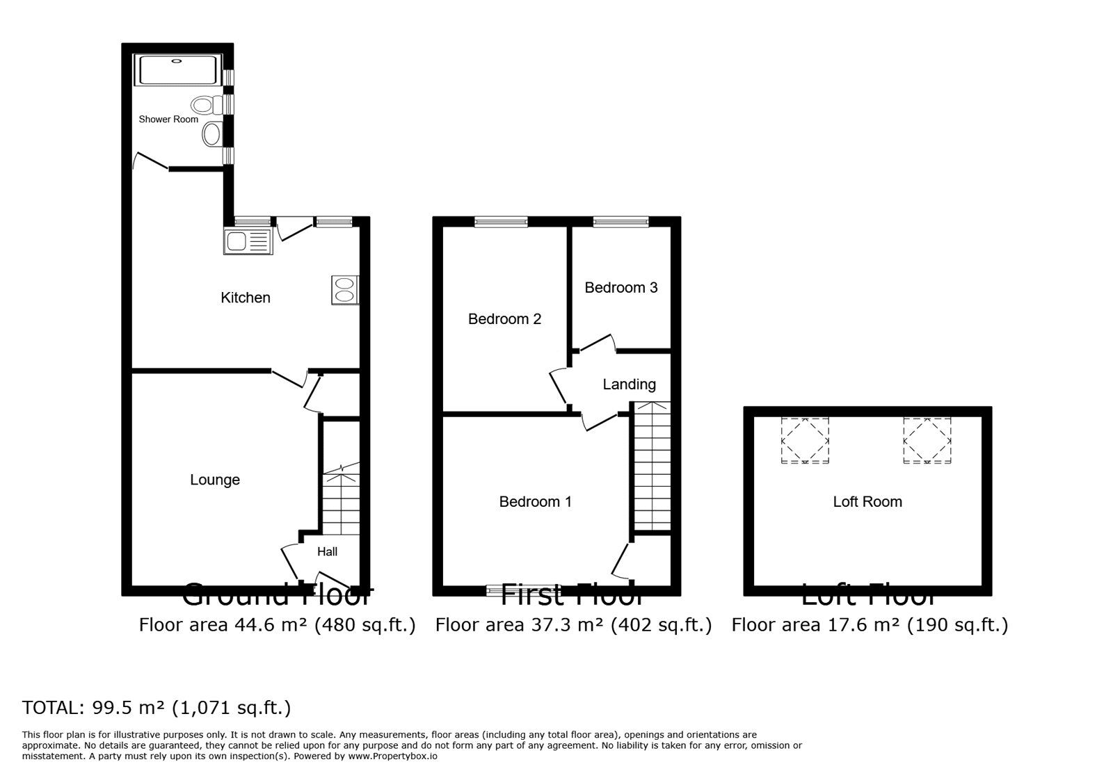 Floorplan of 3 bedroom Mid Terrace House for sale, Gun Hill, Arley, Warwickshire, CV7