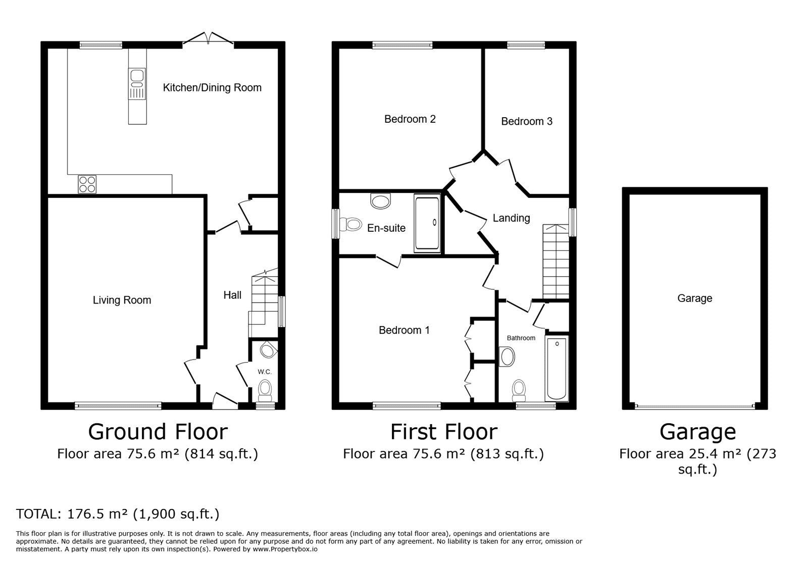 Floorplan of 3 bedroom Detached House for sale, Corrib Road, Nuneaton, Warwickshire, CV10