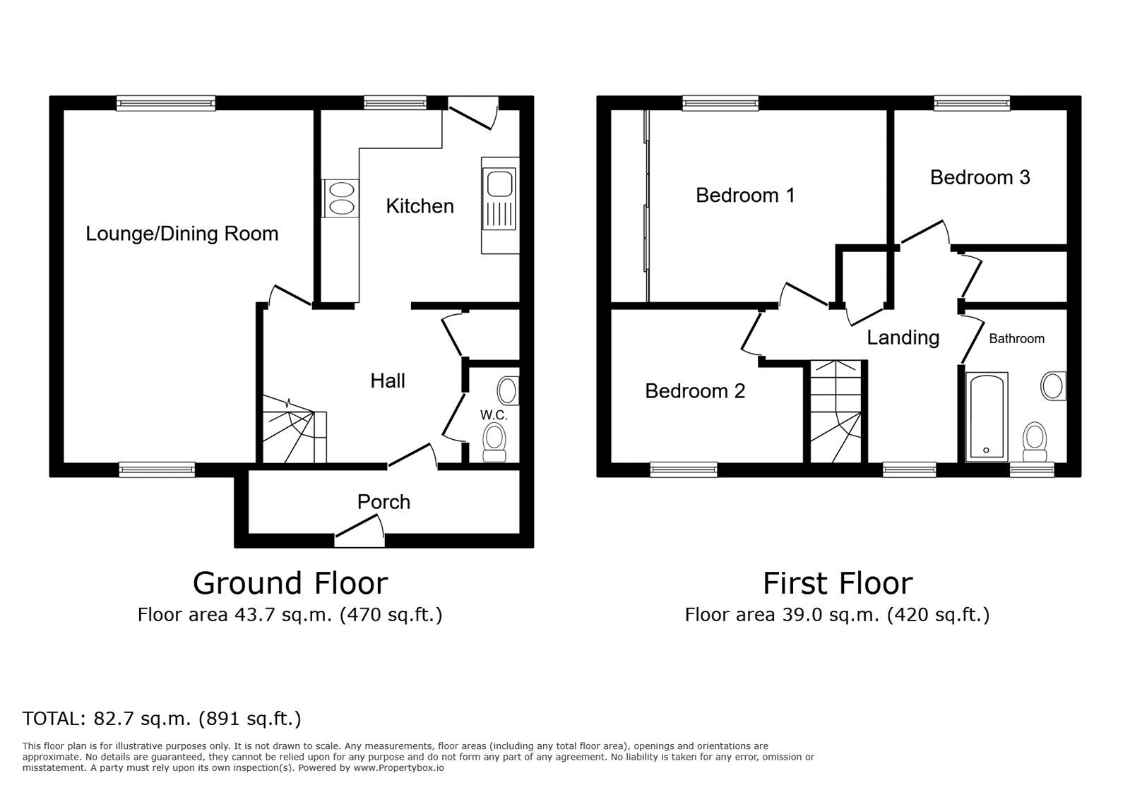 Floorplan of 3 bedroom Mid Terrace House for sale, Thorntons Way, Nuneaton, Warwickshire, CV10