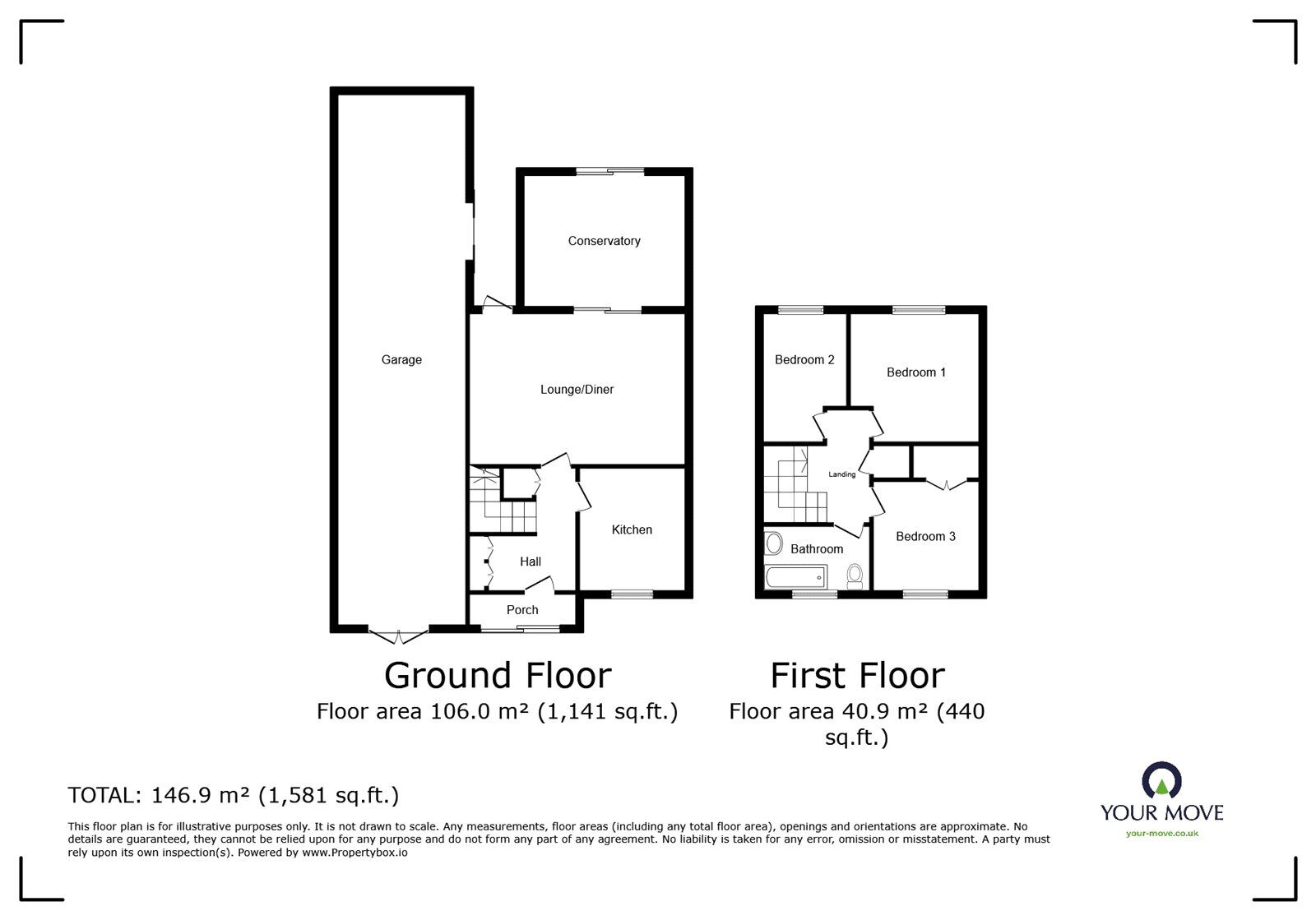 Floorplan of 3 bedroom Semi Detached House for sale, Tower View Crescent, Nuneaton, Warwickshire, CV10