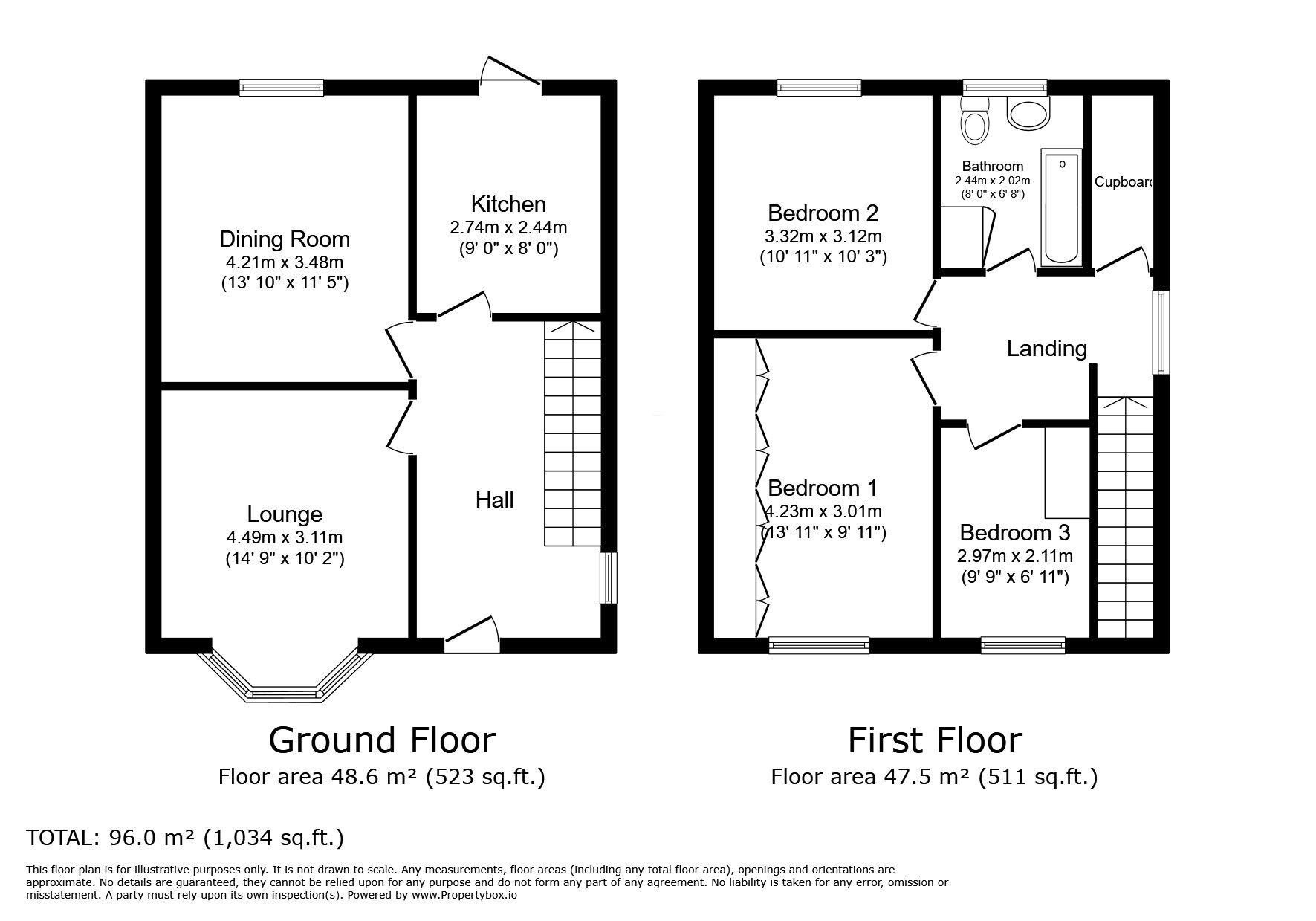 Floorplan of 3 bedroom Semi Detached House for sale, Marston Lane, Nuneaton, Warwickshire, CV11