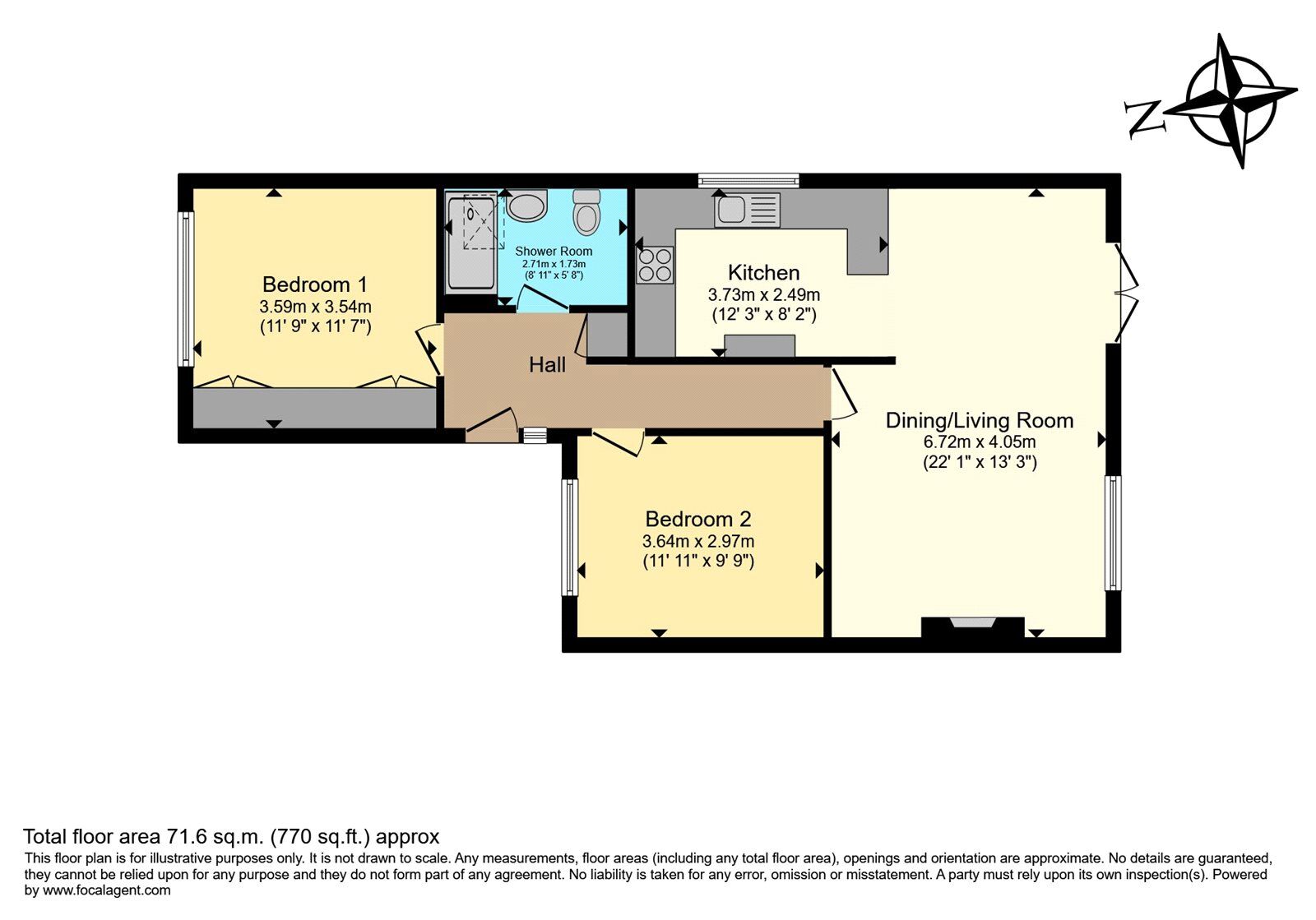 Floorplan of 2 bedroom Semi Detached Bungalow to rent, Romsey Avenue, Nuneaton, Warwickshire, CV10