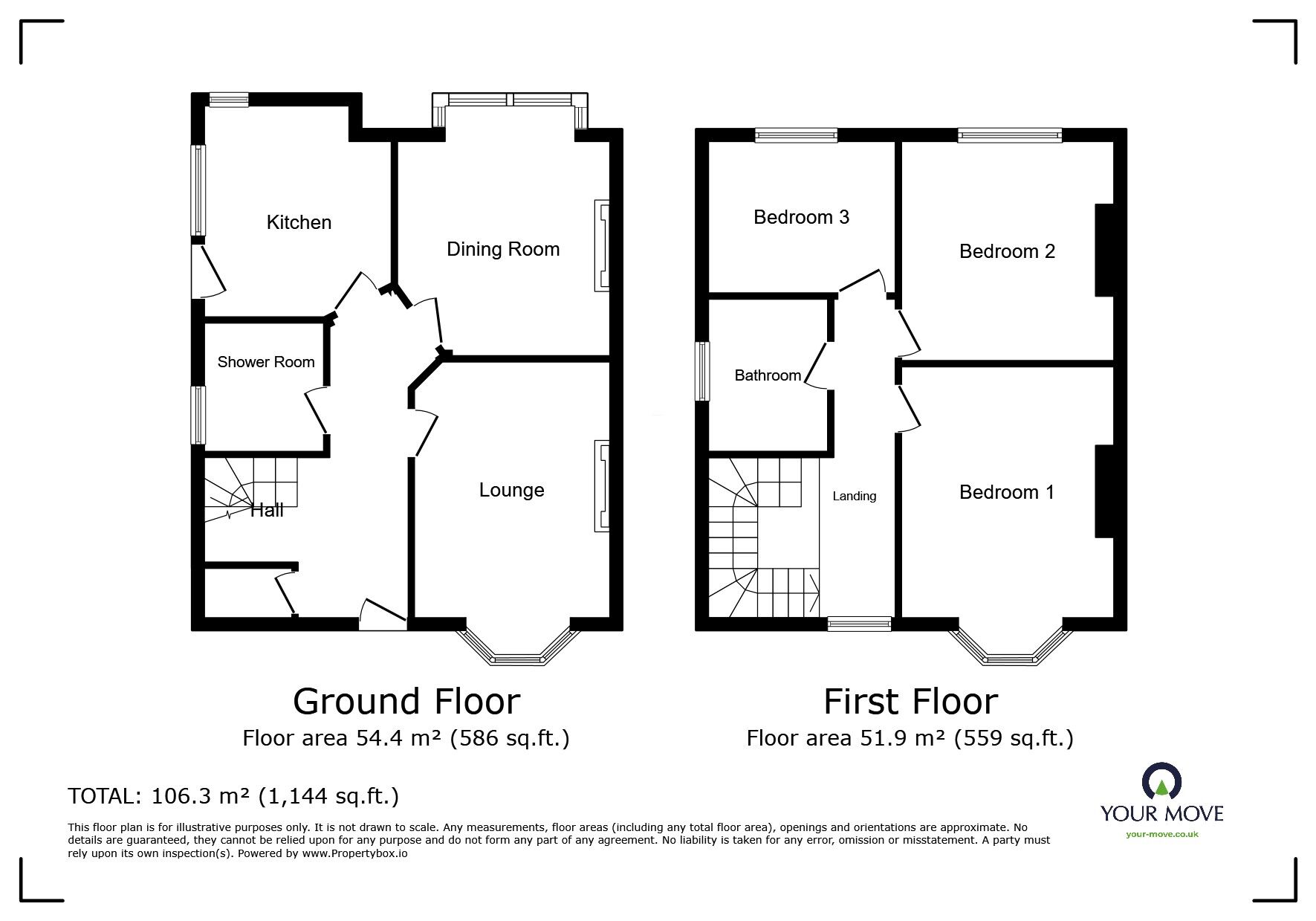 Floorplan of 3 bedroom Semi Detached House for sale, Higham Lane, Nuneaton, Warwickshire, CV11