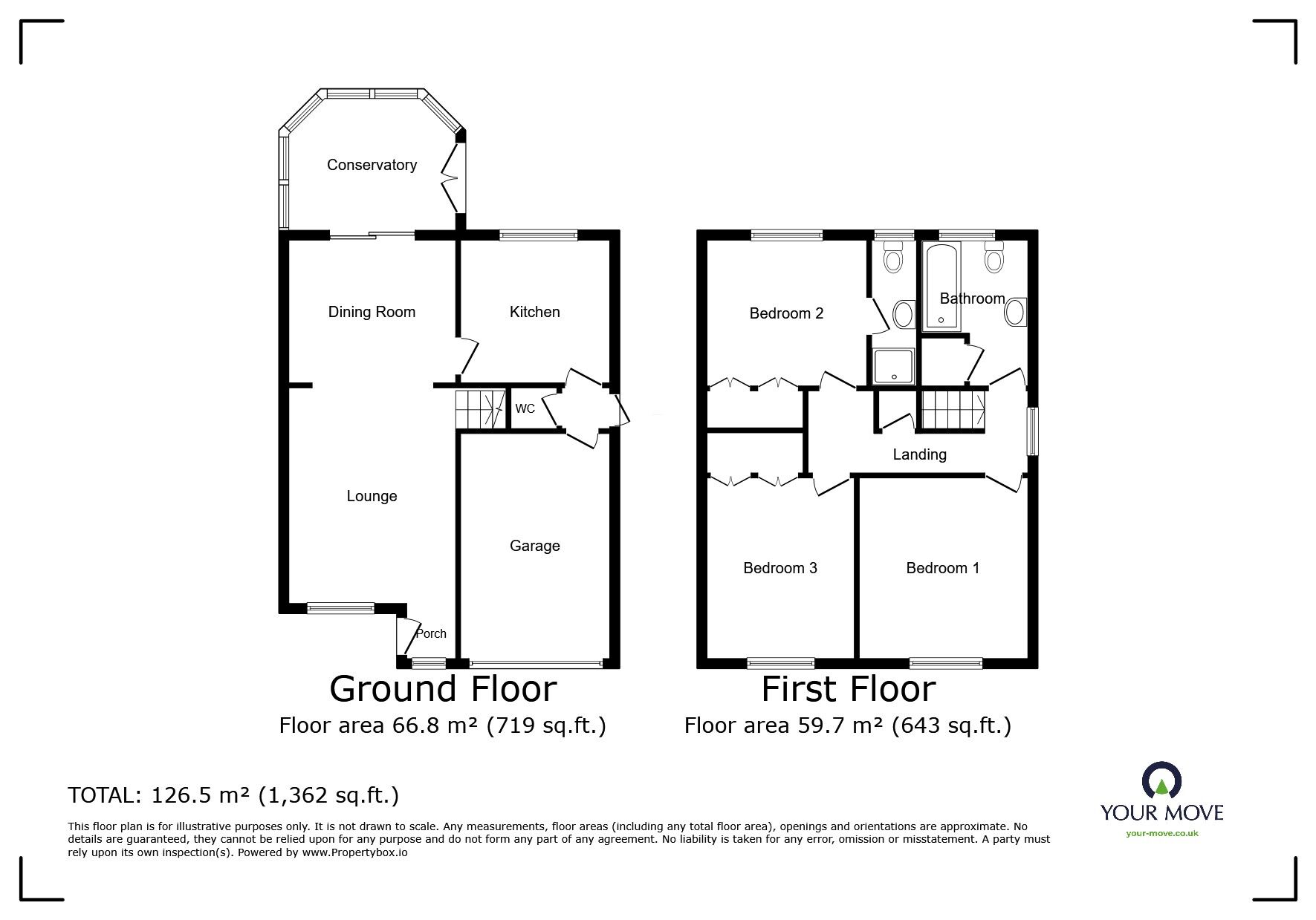 Floorplan of 3 bedroom Detached House for sale, Falstaff Close, Nuneaton, Warwickshire, CV11