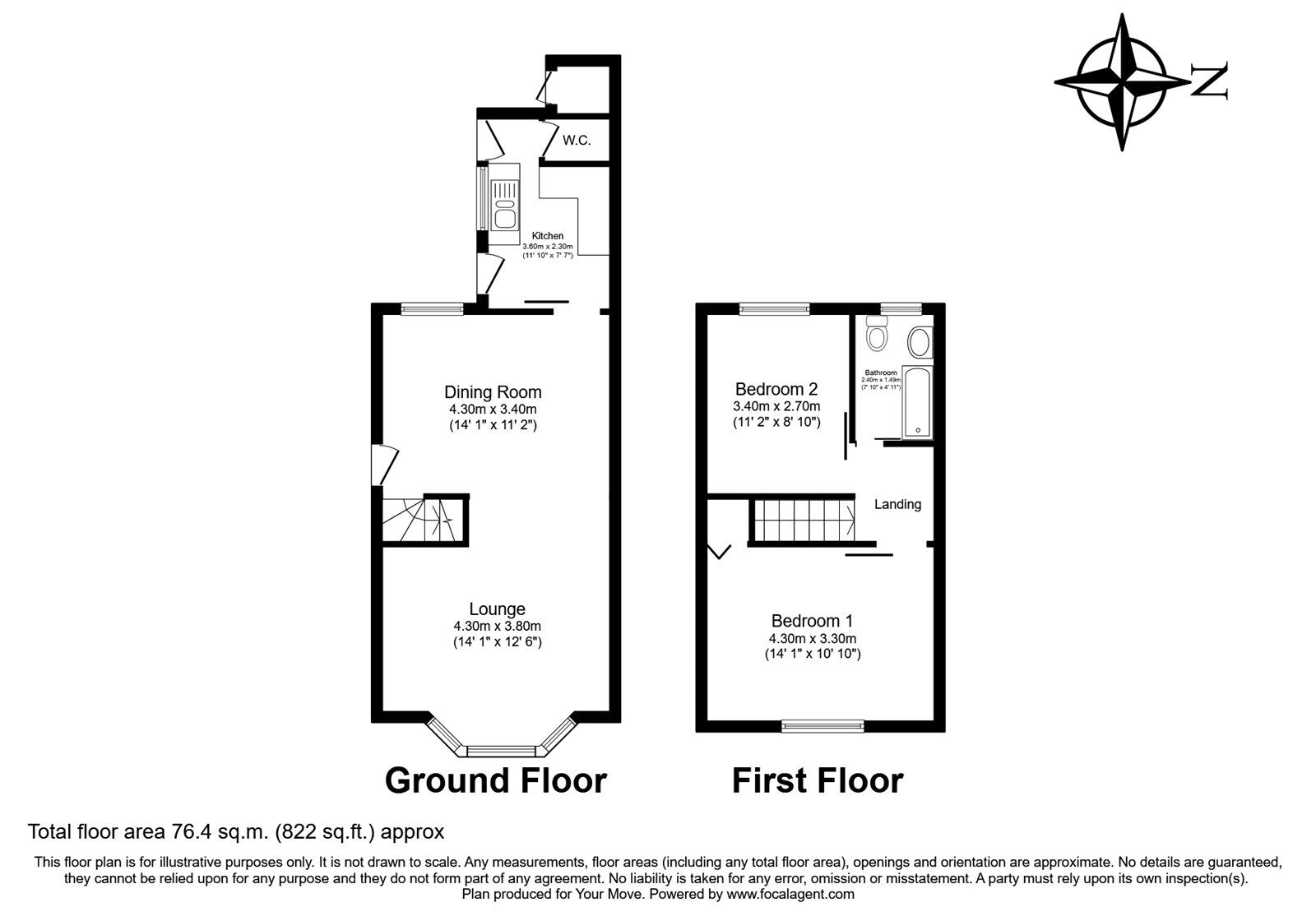 Floorplan of 2 bedroom Mid Terrace House for sale, Westbury Road, Nuneaton, Warwickshire, CV10