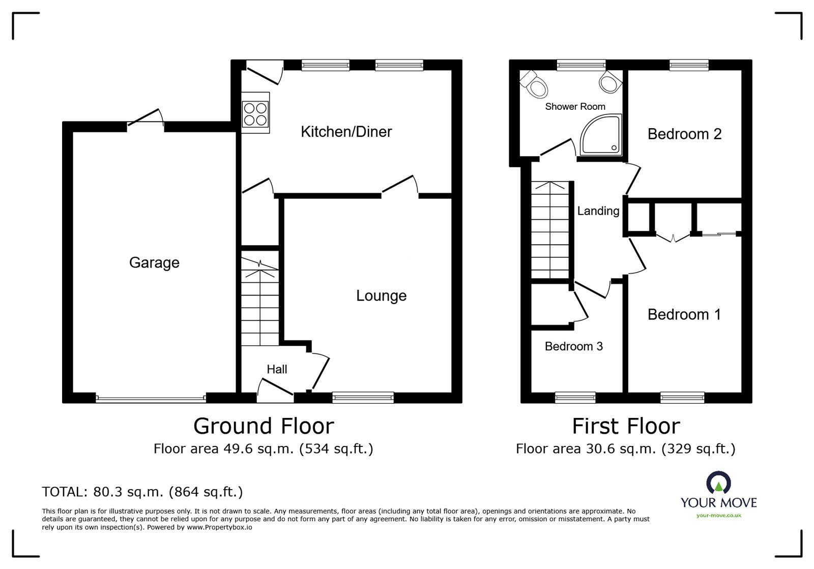 Floorplan of 3 bedroom Link Detached House for sale, Spinney Close, Arley, Warwickshire, CV7